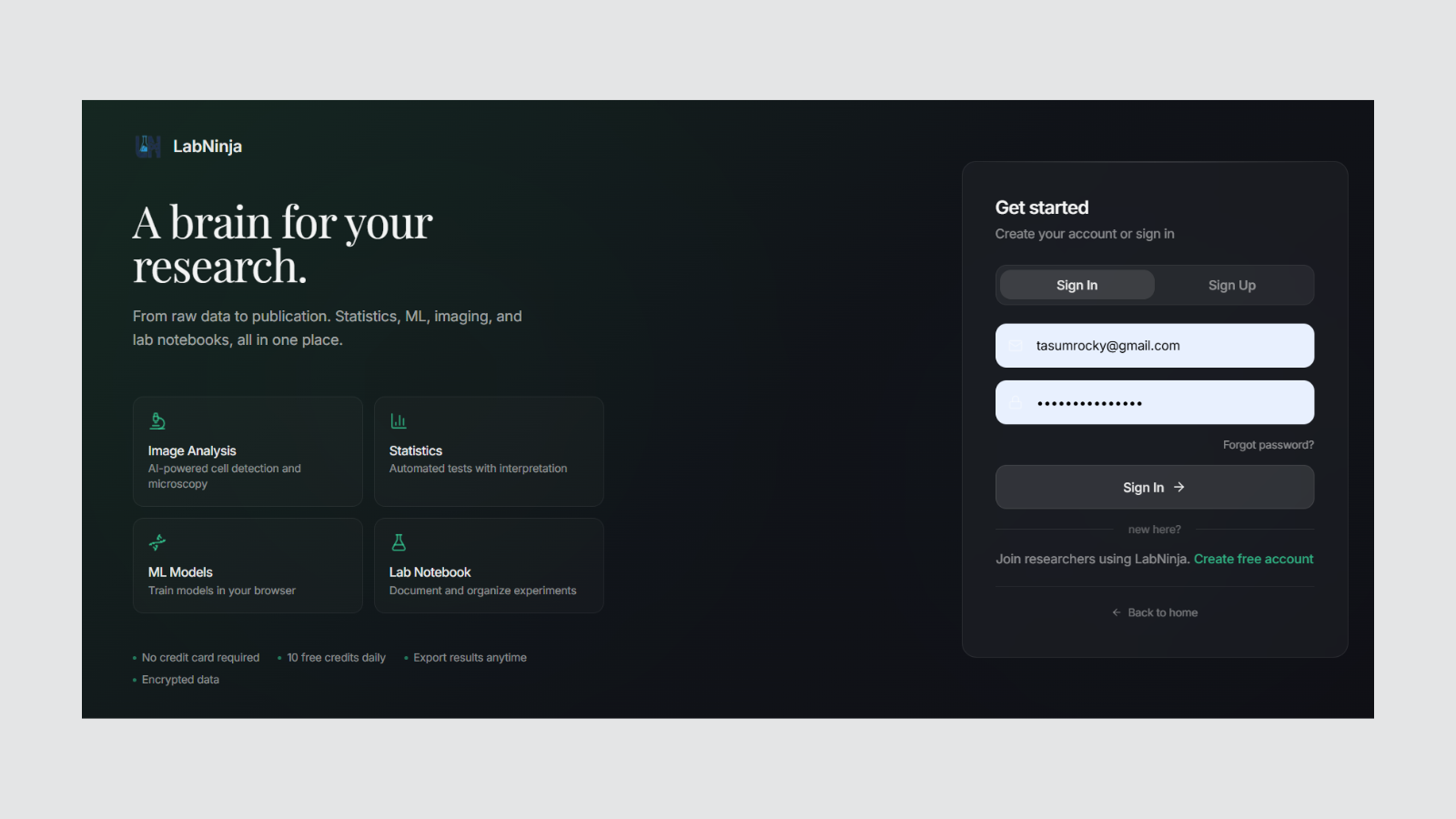A screenshot of the website for LabNinja, a lab intelligence platform designed to stop informal research knowledge from disappearing.