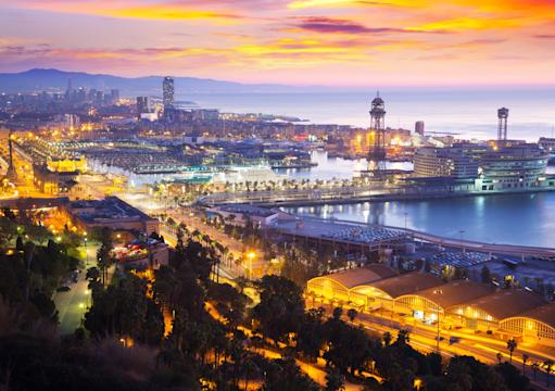 Port Vell at Barcelona in Dawn