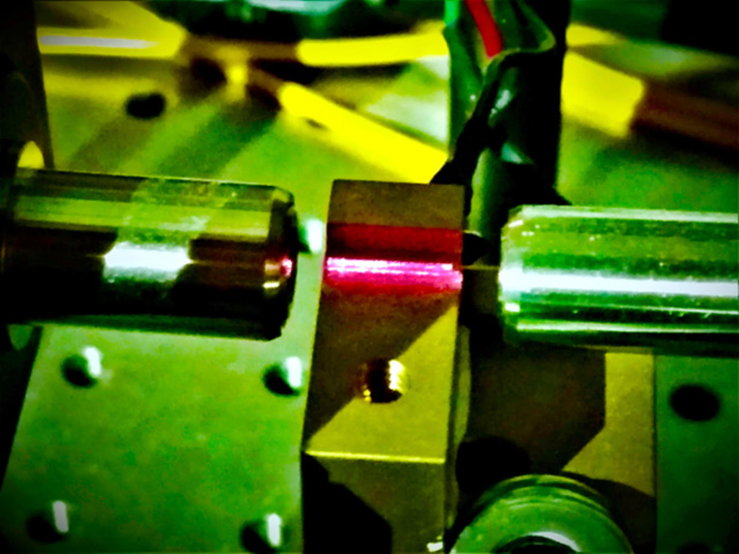 Photo of lasers in a quantum lab