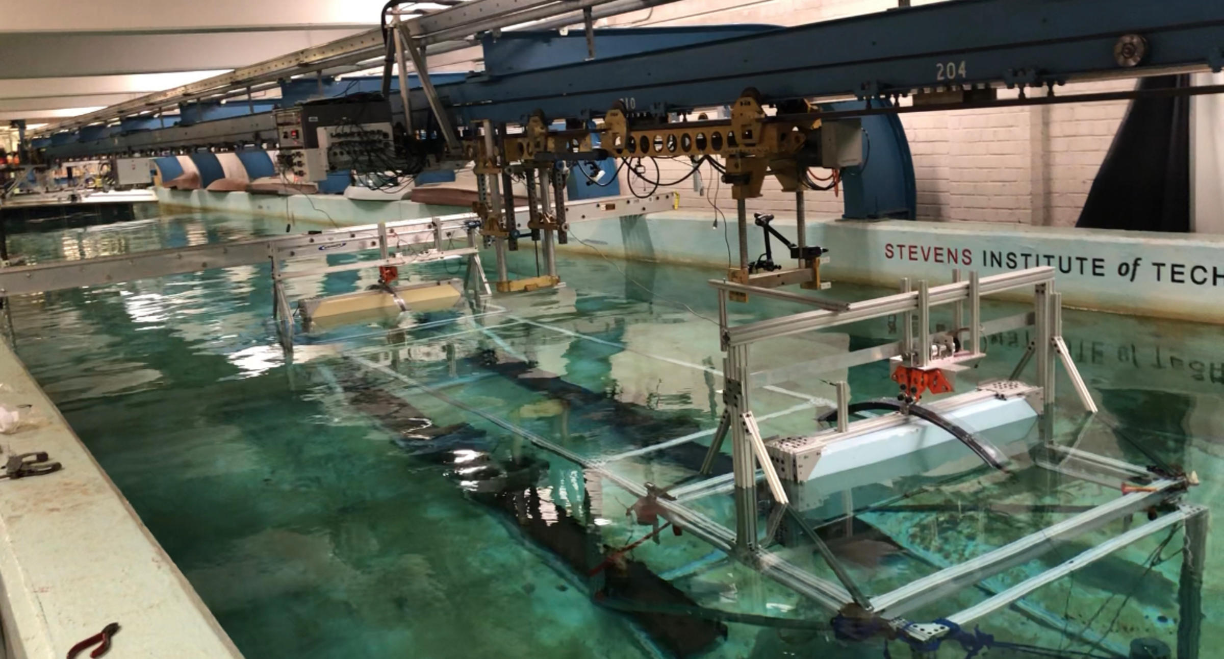 Wave energy converter being tested in Davidson Lab