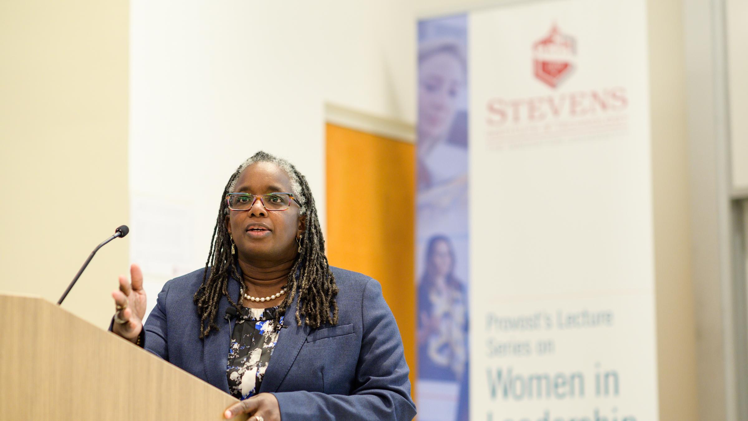 Dr. Menah Pratt-Clarke speaks as part of the Provost's Lecture Series on Women in Leadership