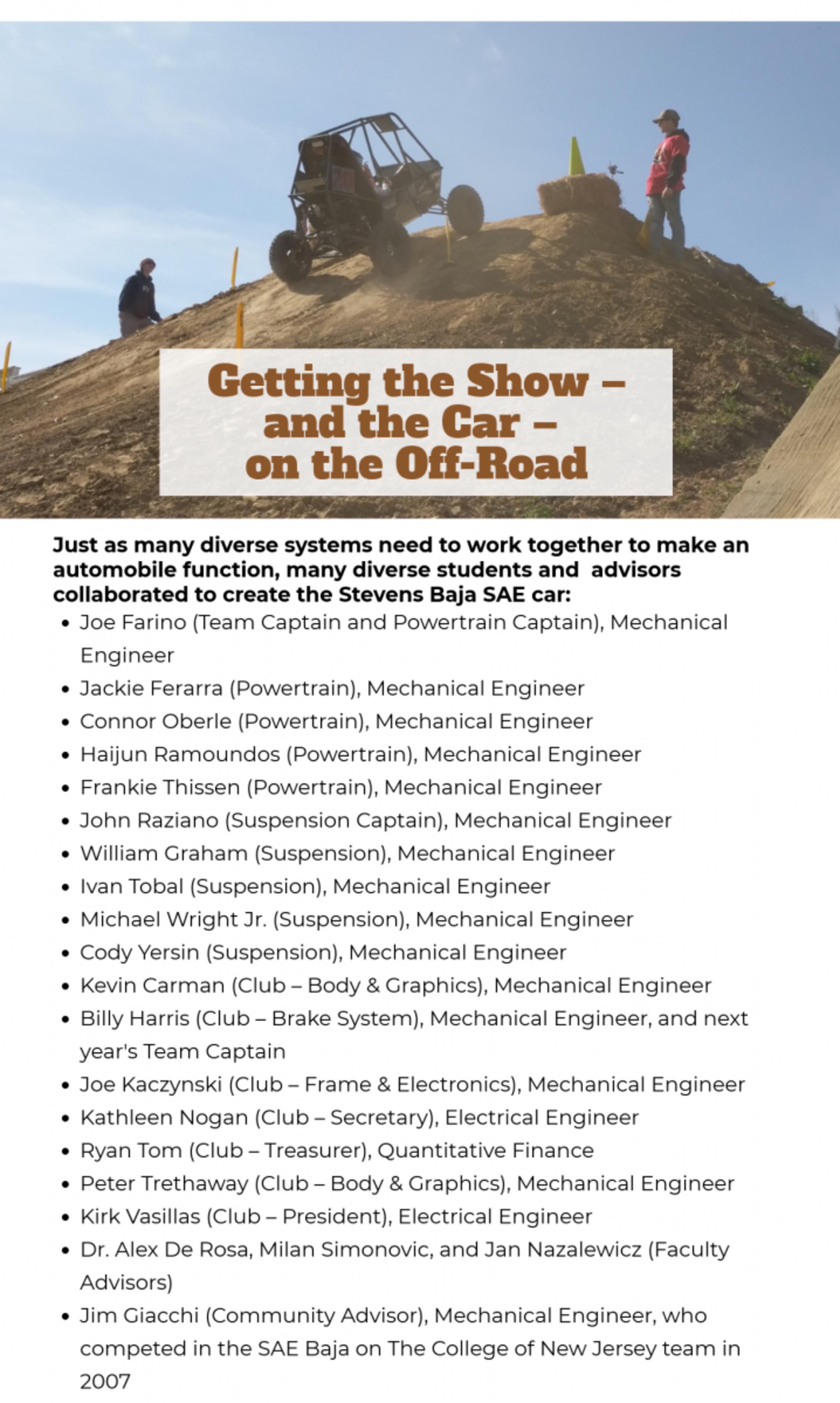 Baja car team names sidebar