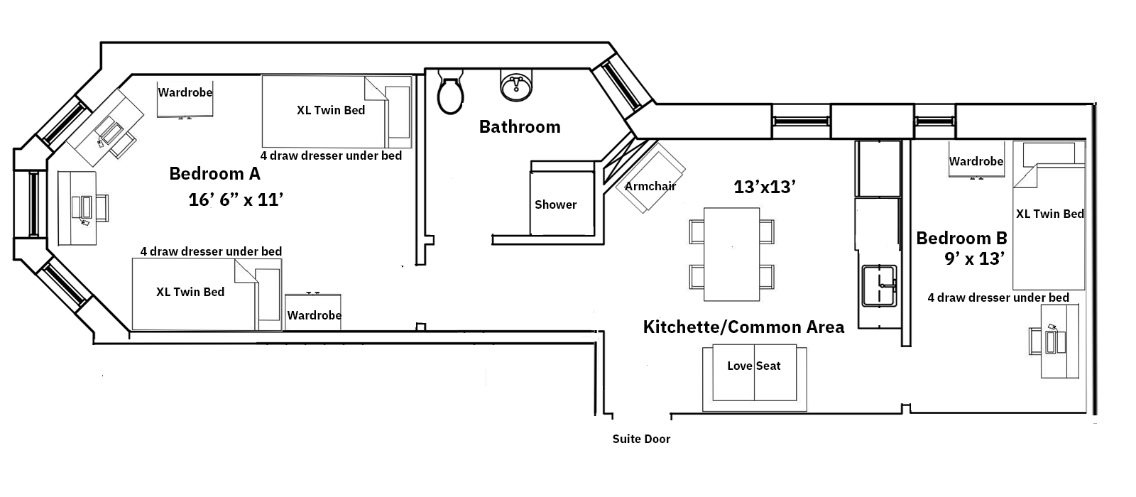 604 River Terrace 3 Person Suite