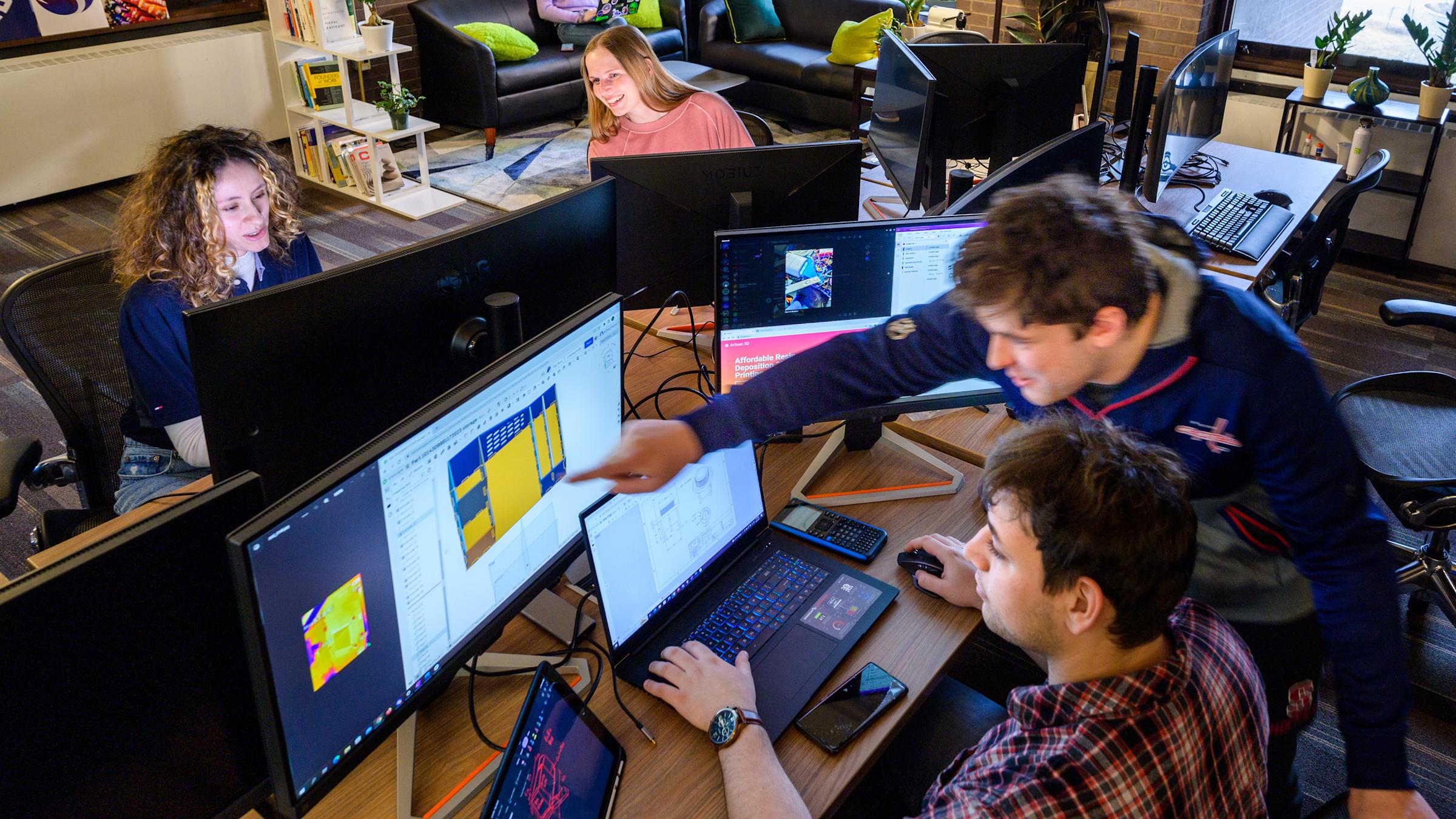 Students collaborating in a casual work environment