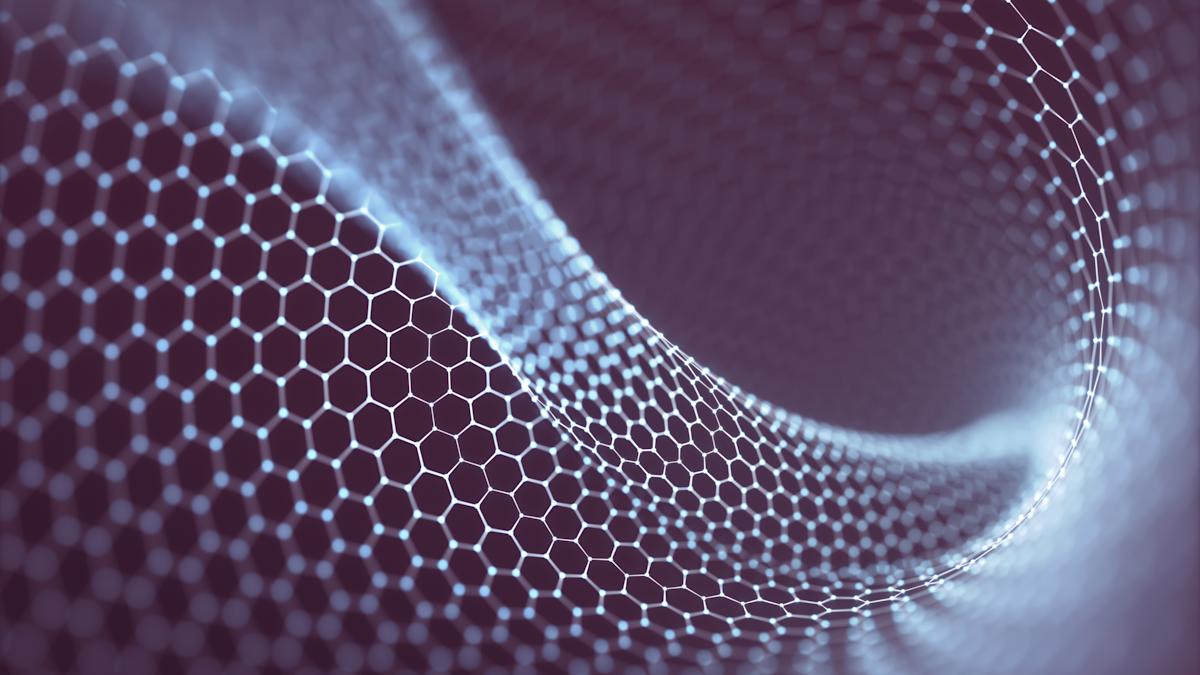 Grid of hexagons twirling into the distance