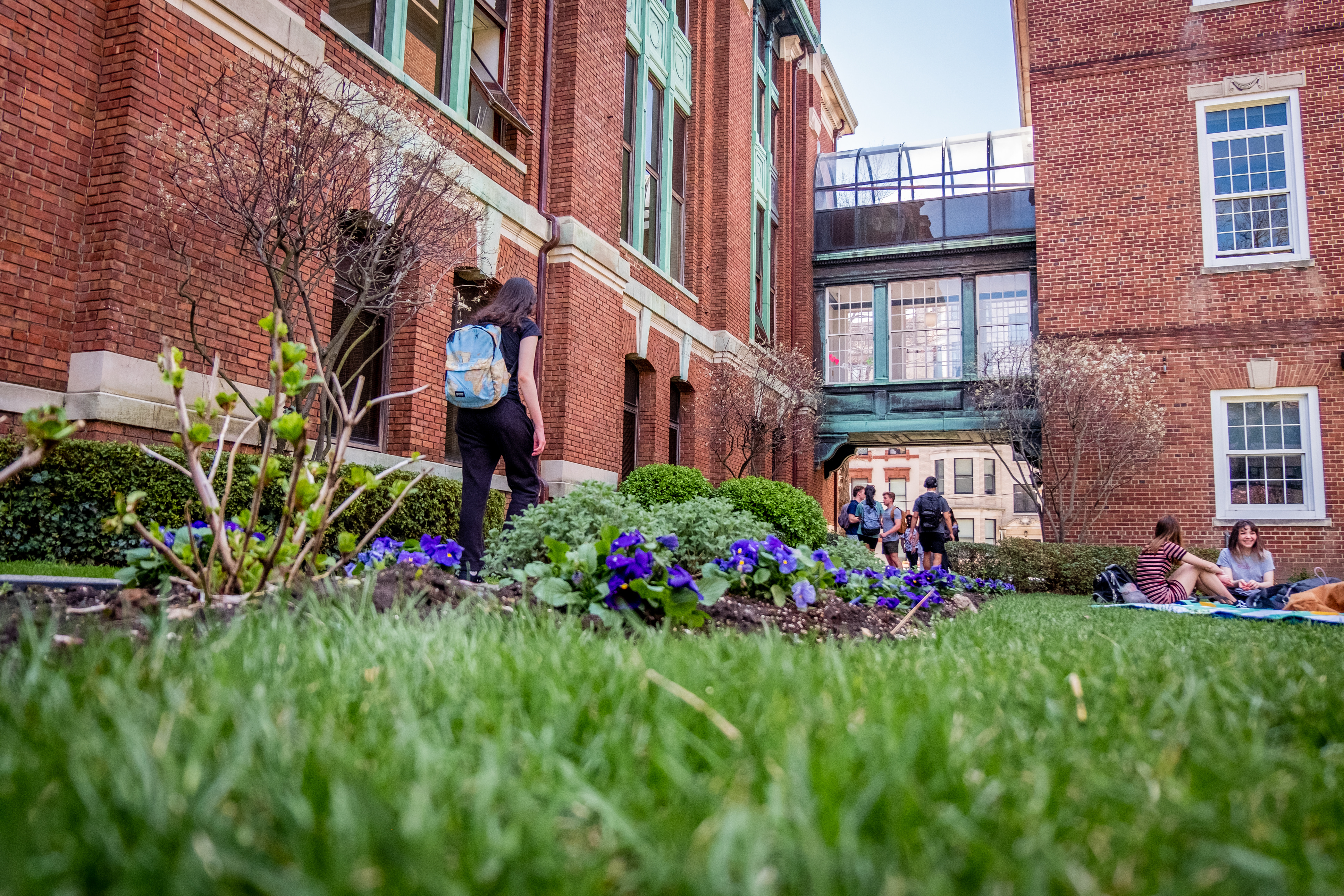 Profile of students looking to front of class.