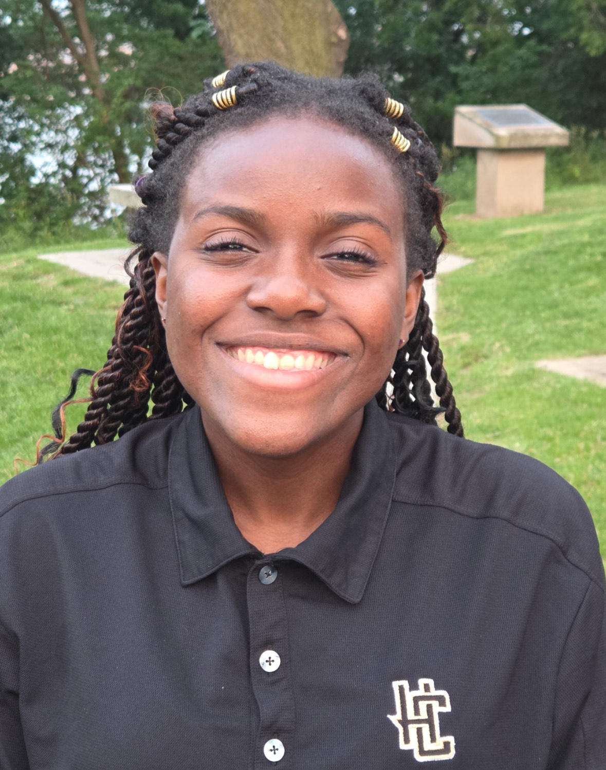 A headshot of a woman
