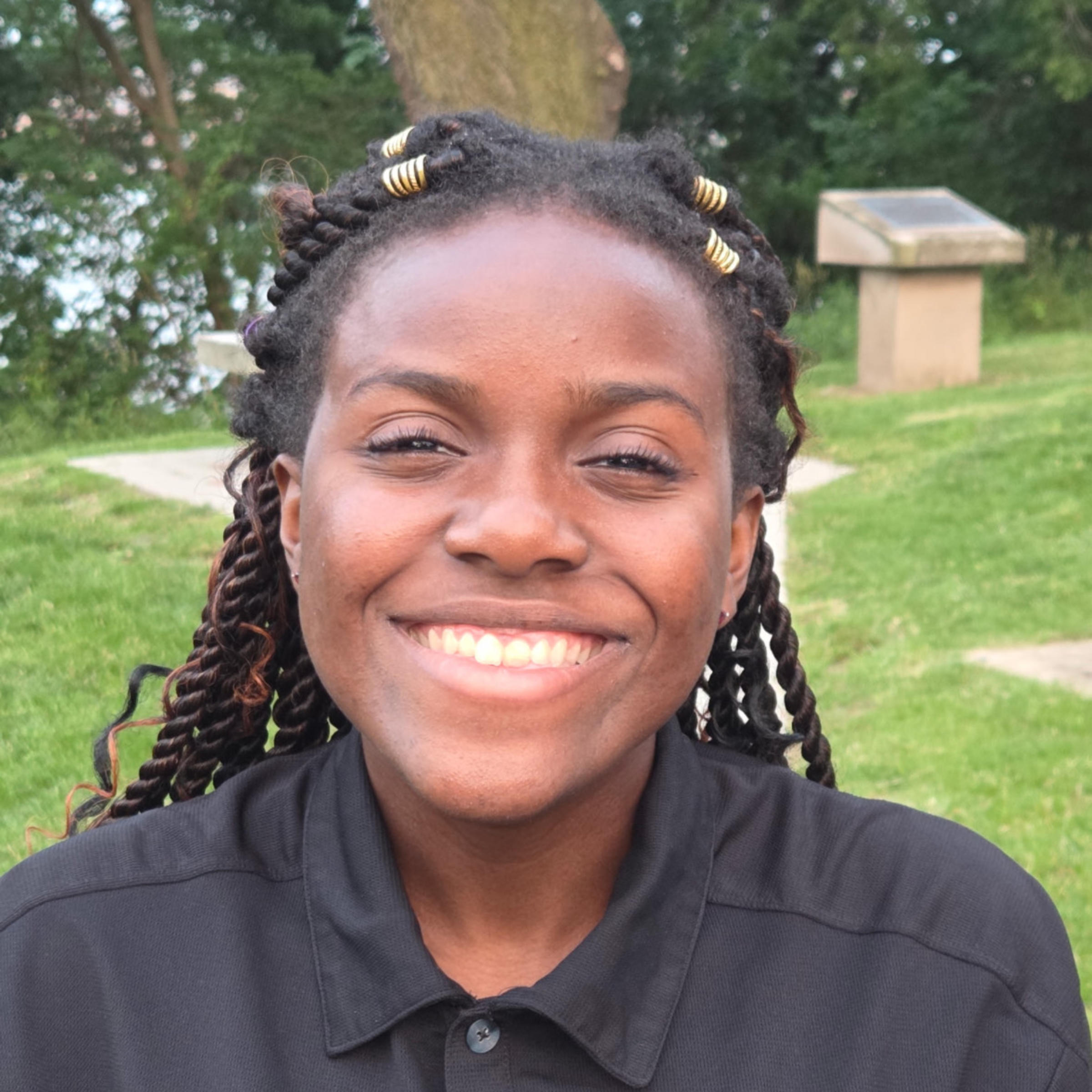 A headshot of a woman