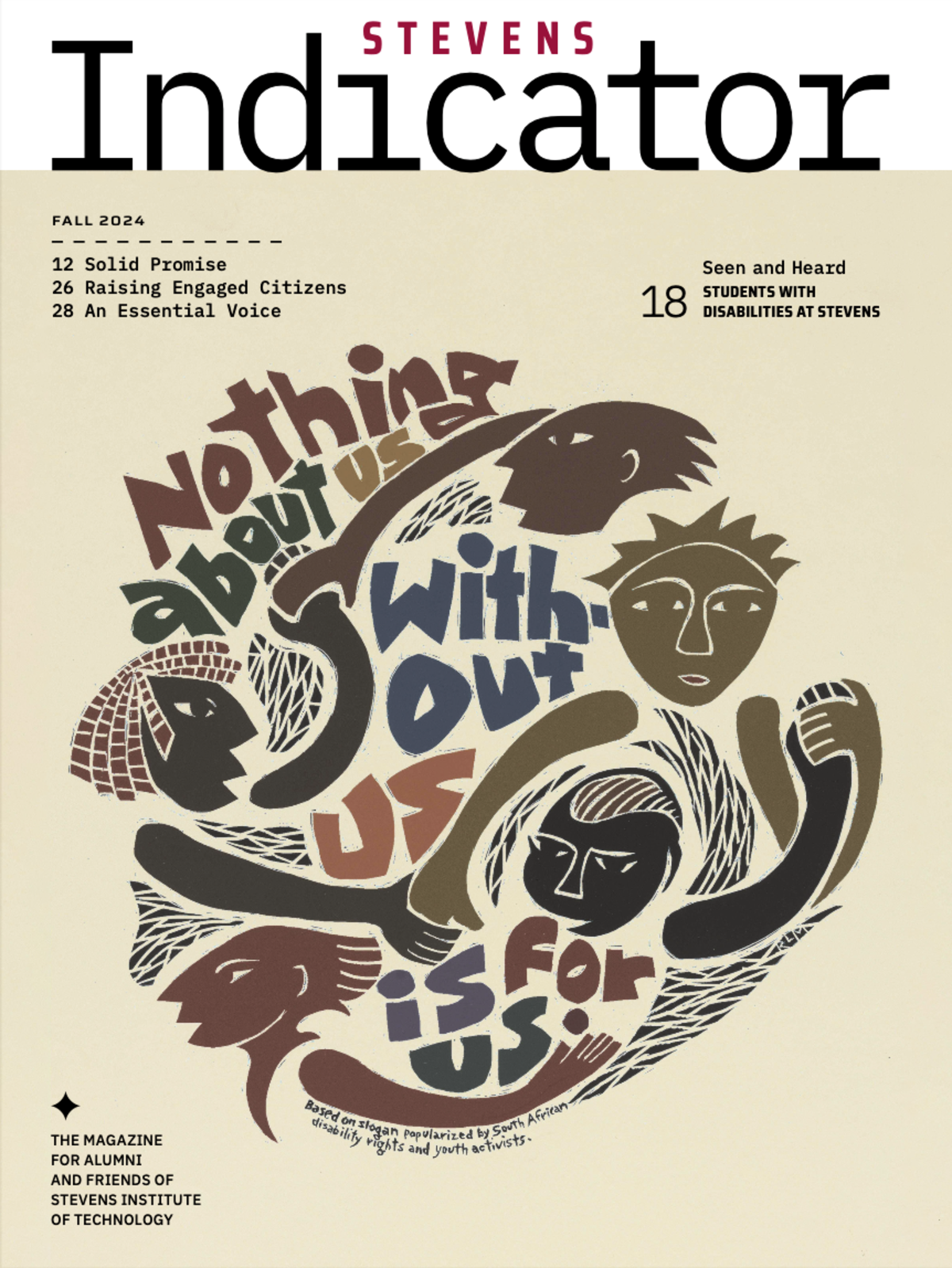 Magazine cover of the Fall Indicator, featuring a hand-cut illustration