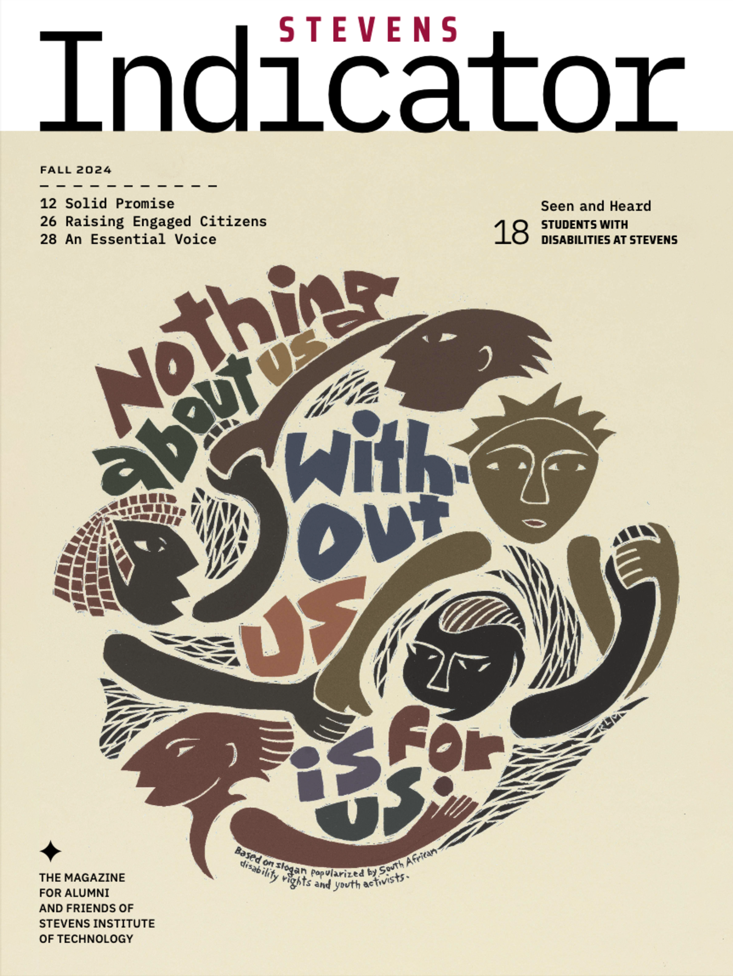 Magazine cover of the Fall Indicator, featuring a hand-cut illustration