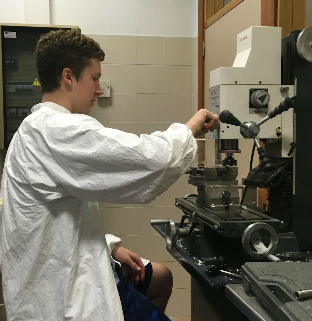 Trevor Hinds in a lab in Madrid
