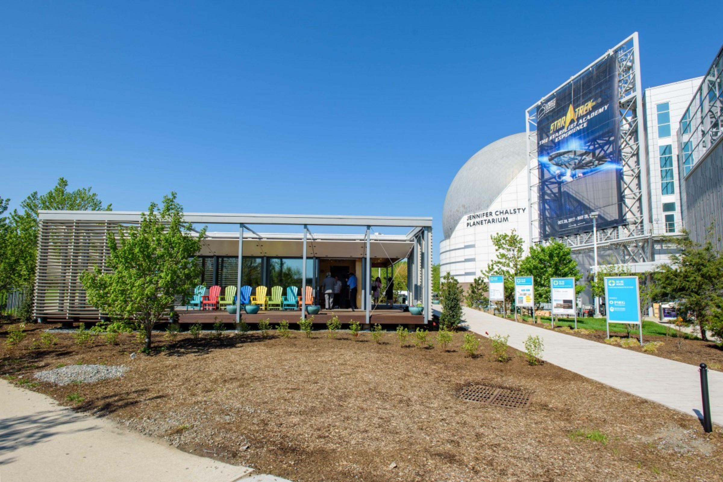 The SU+RE House, installed on permanent display at Liberty Science Center. CREDIT: Jeff Vock.