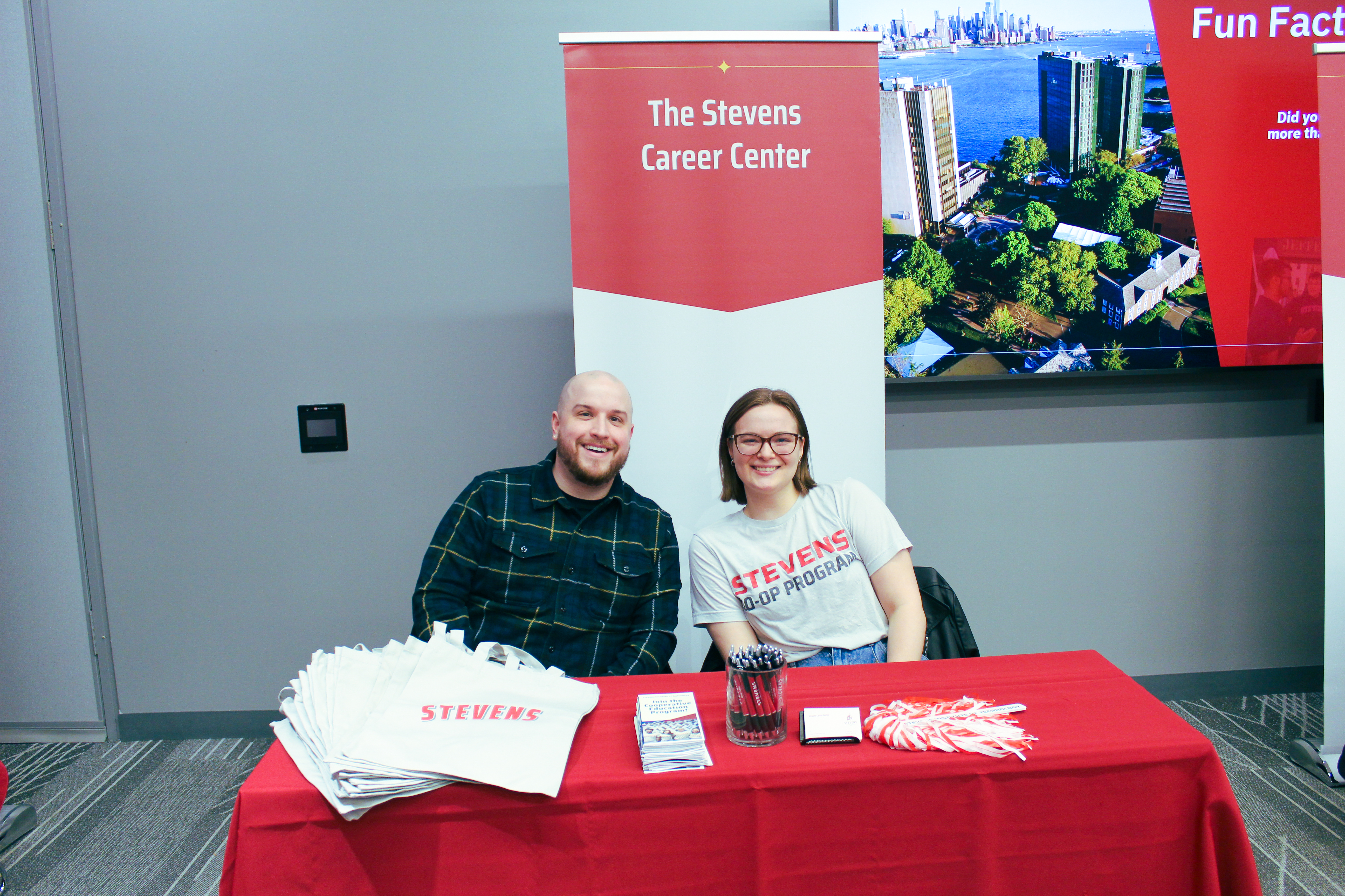 A career coach and a Co-op student at Admitted Student Friday.
