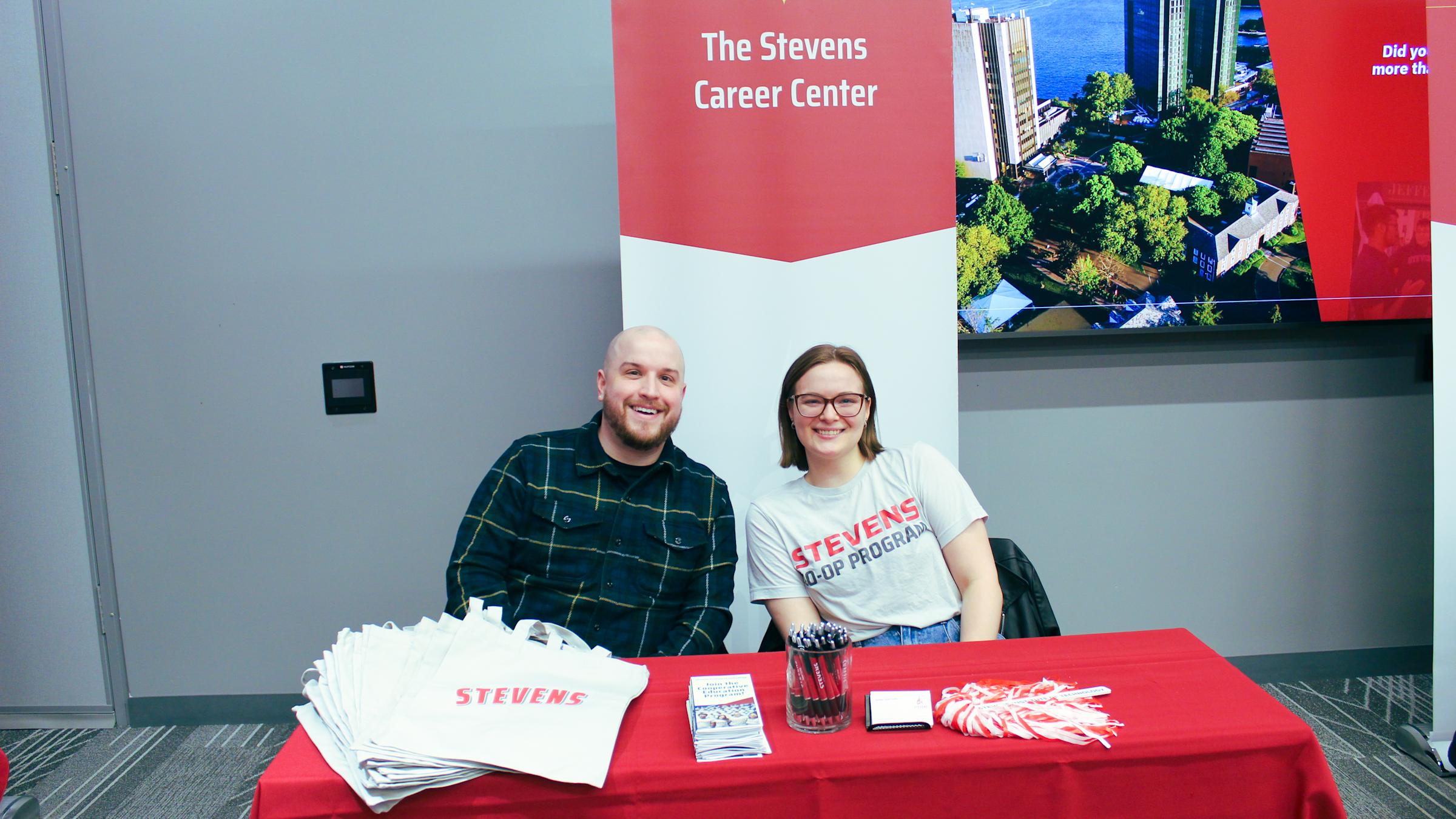 A career coach and a Co-op student at Admitted Student Friday.