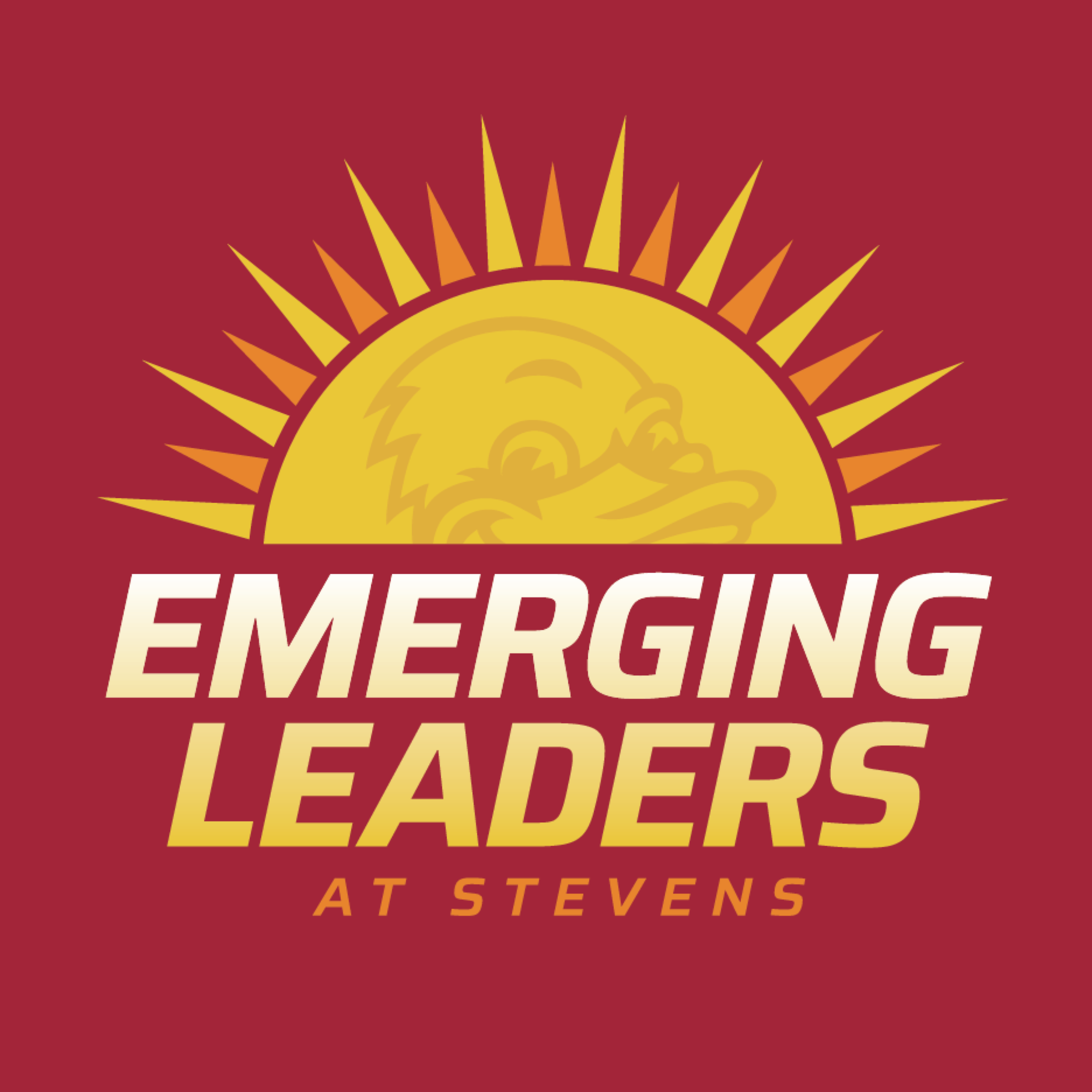 Illustration of people in circle and words Emerging Leaders next to it