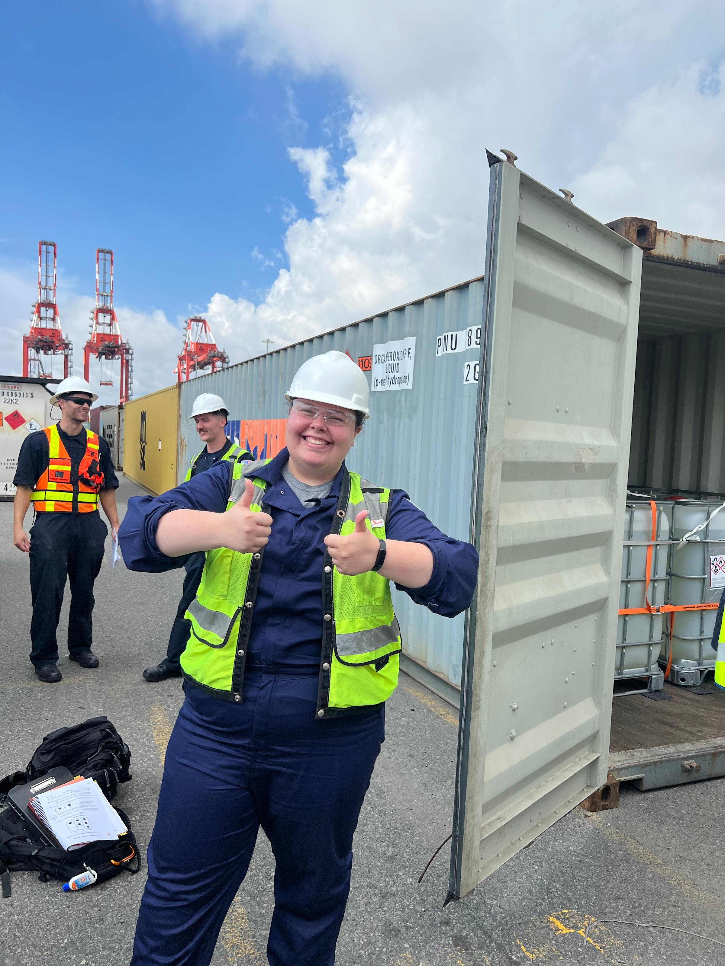 Samantha Weckesser ’23 M.Eng. ’24 smiles at her internship with the US Coast Guard.