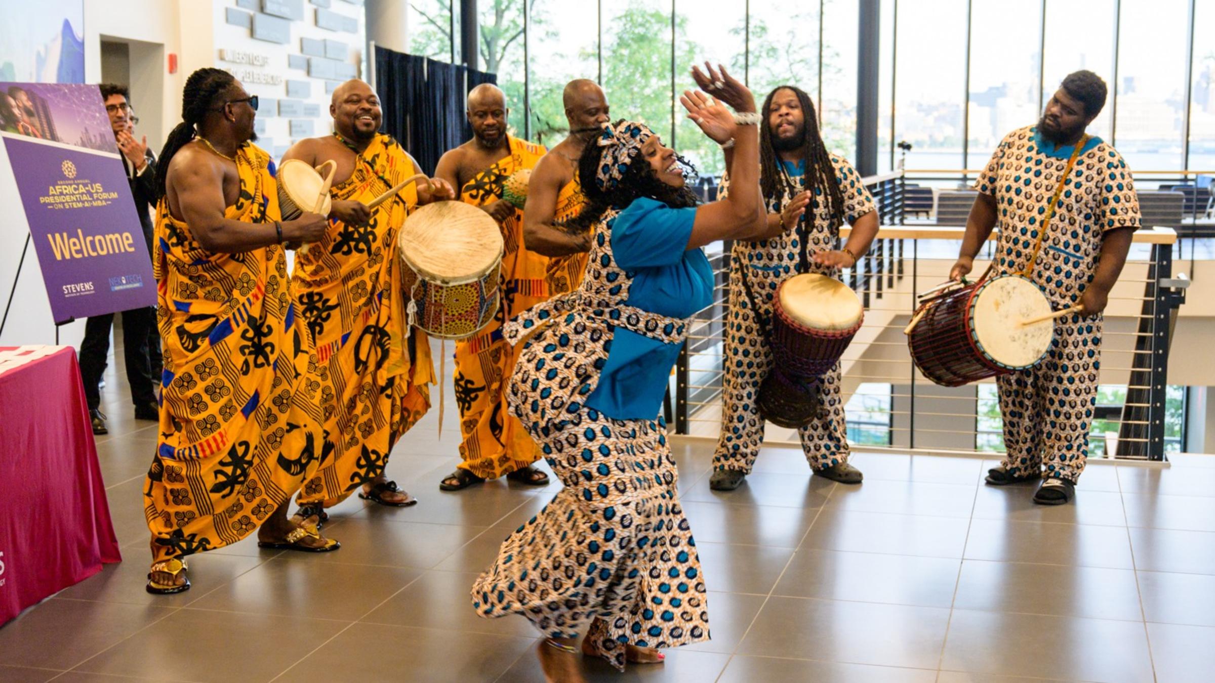 Africa-US Presidential Forum on STEM, AI, MBA - drums and dancers