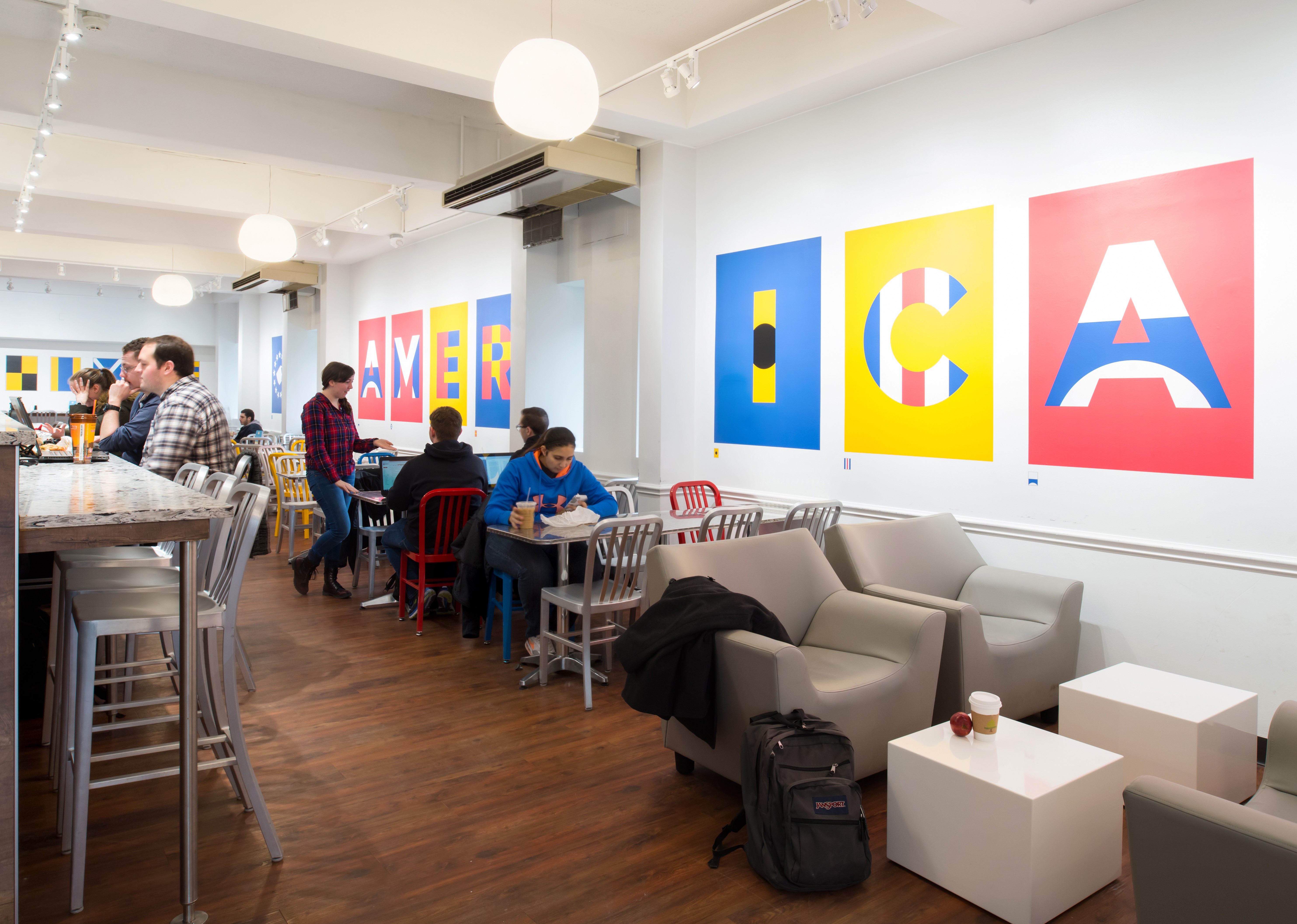 Students gather for coffee in America's Cup cafe on campus