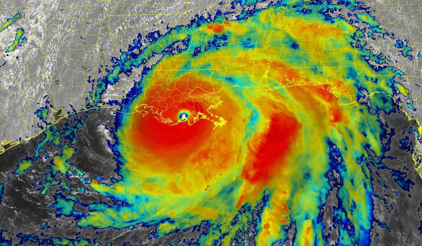 satellite image of Hurricane Ida over southern United States