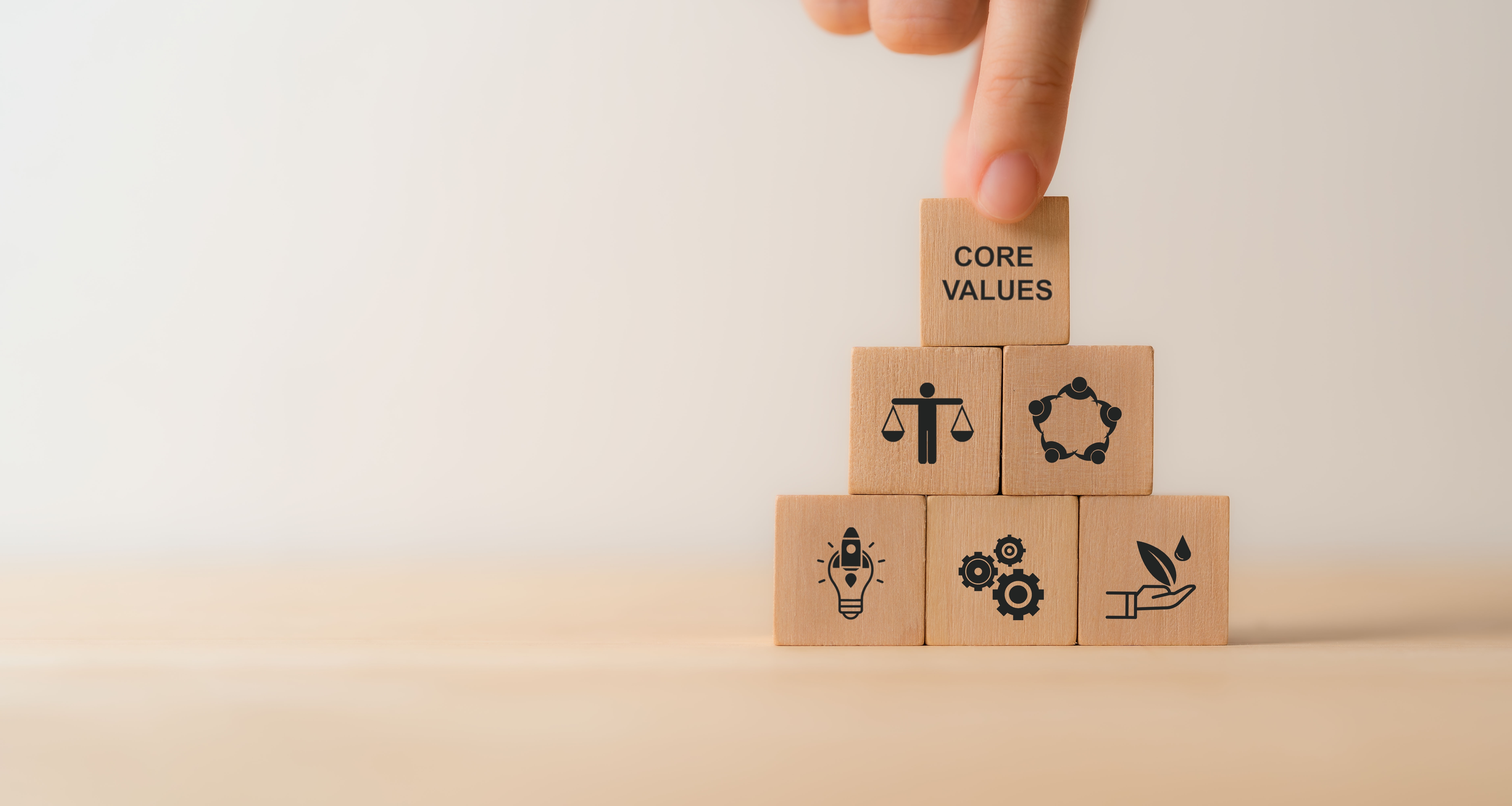 Building blocks featured different values on them