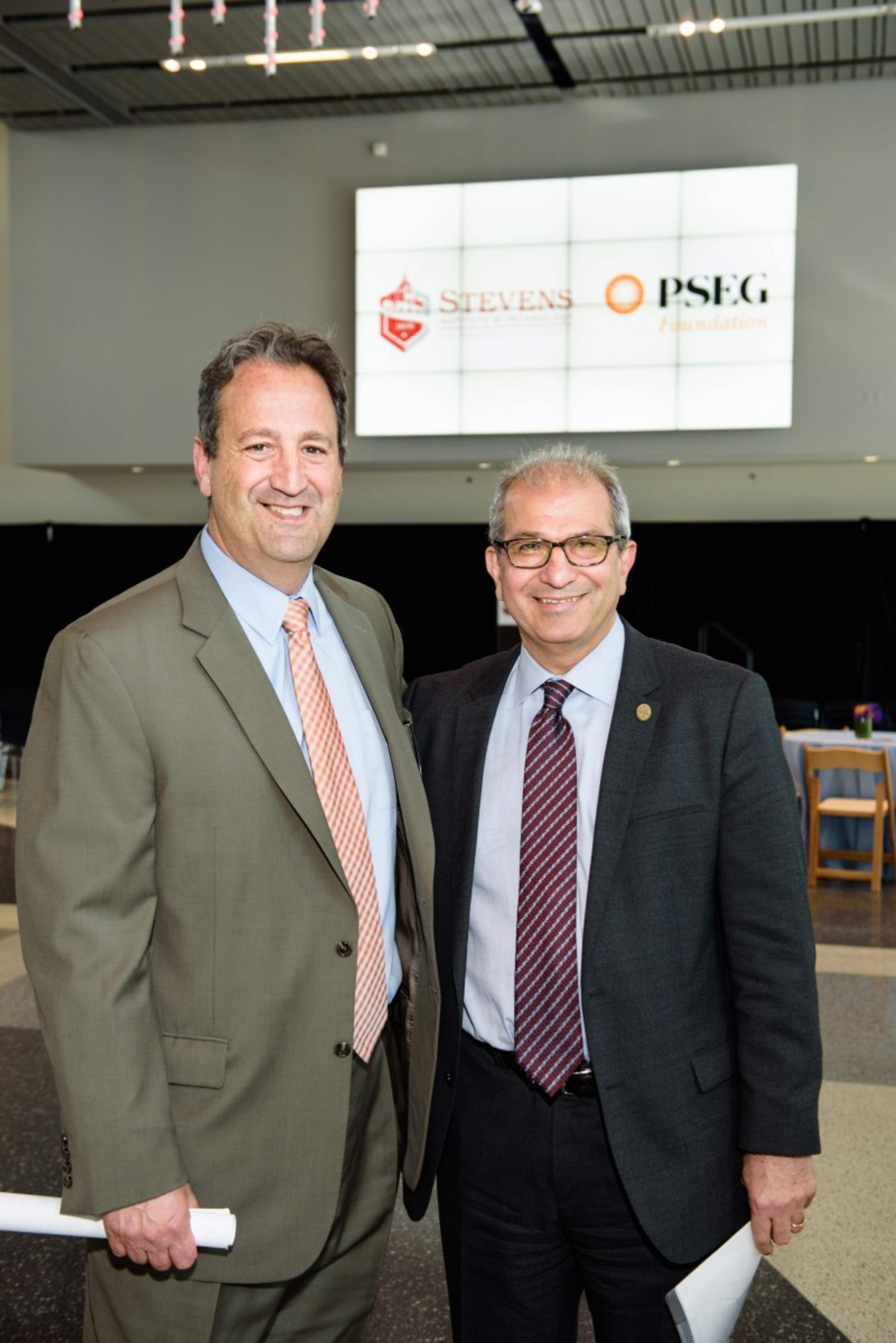 PSEG President Ralph LaRossa and Stevens President Nariman Farvardin. CREDIT: Jeff Vock.