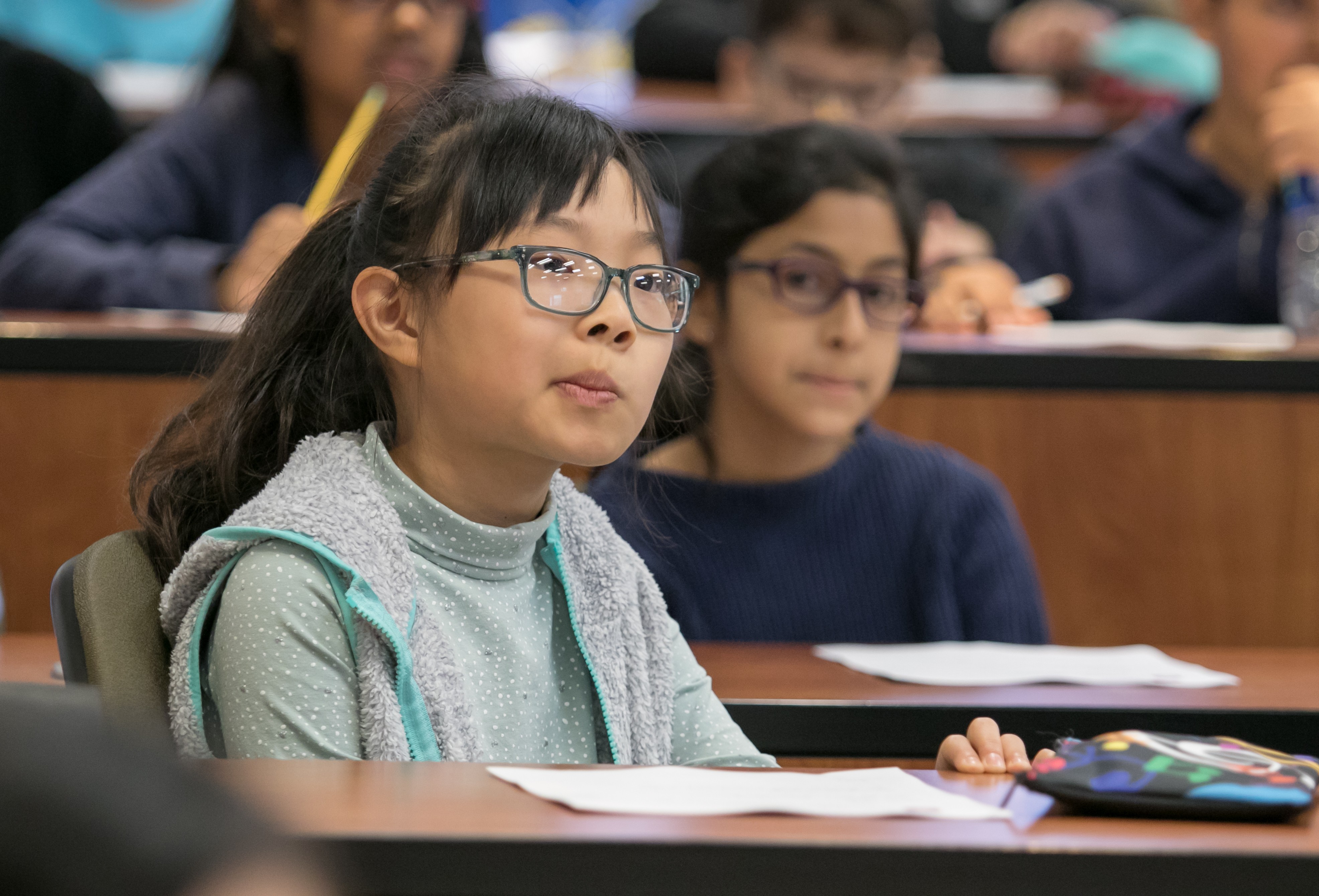 A girl and boy in a classroom