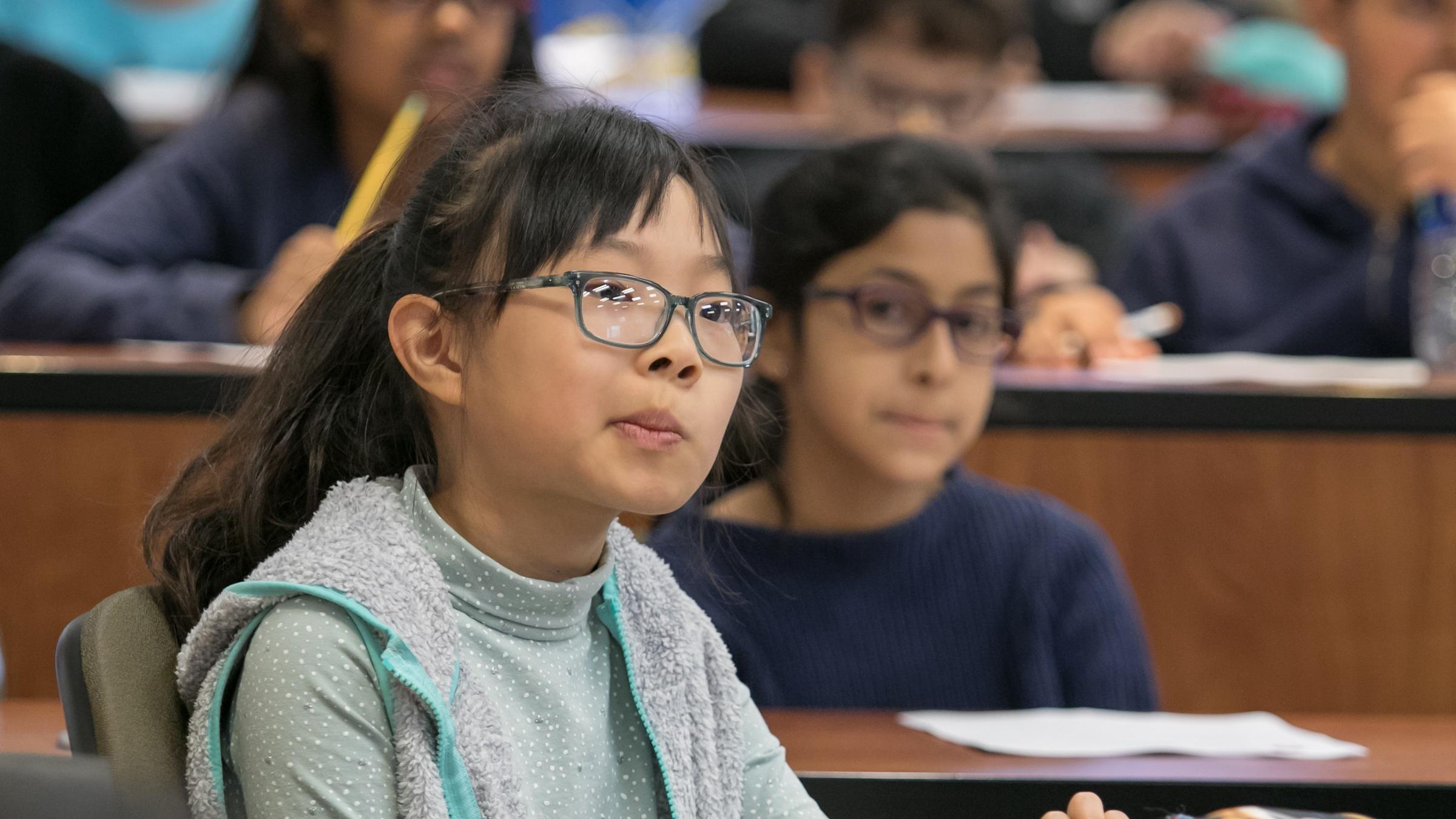 A girl and boy in a classroom