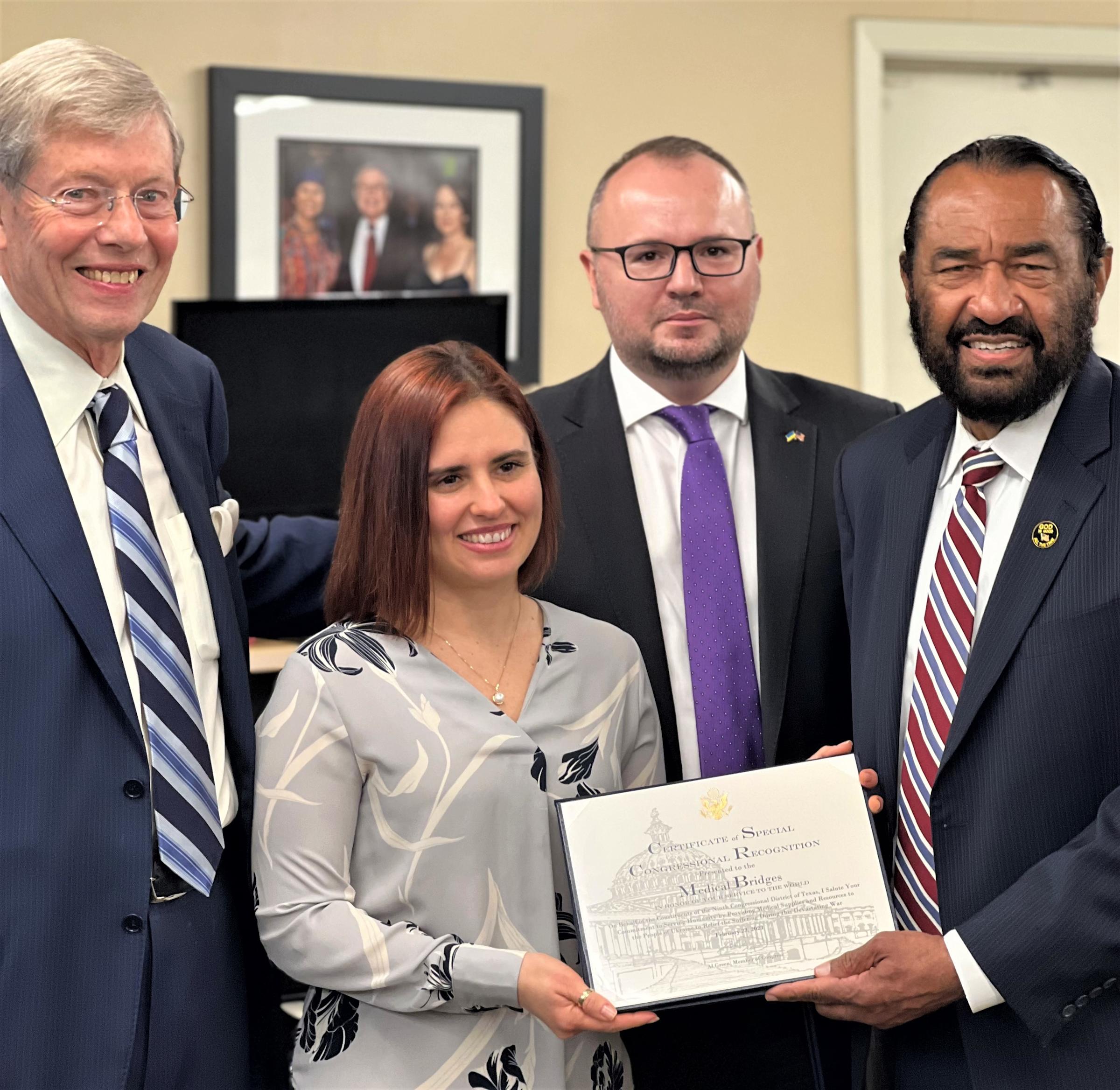 Walter Ulrich is honored for his work with Medical Bridges, Inc.