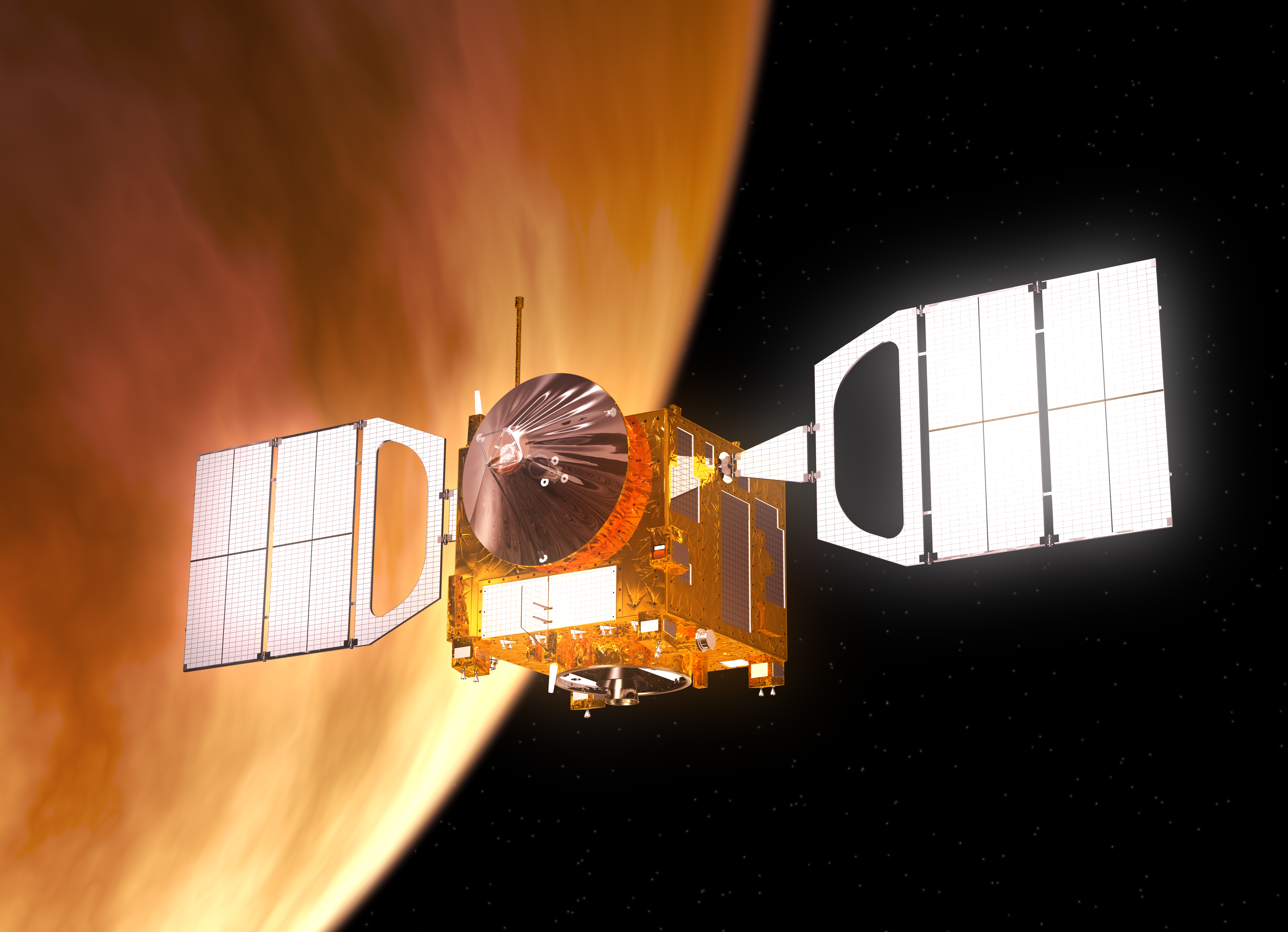 Illustration of Venus being orbited by the space station