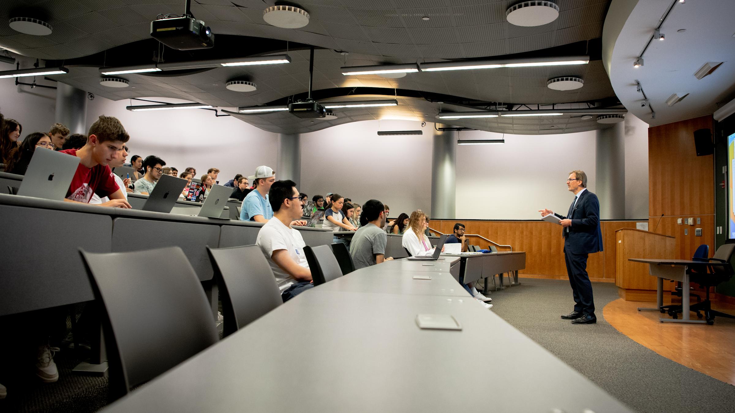 Professor George Calhoun teaching class