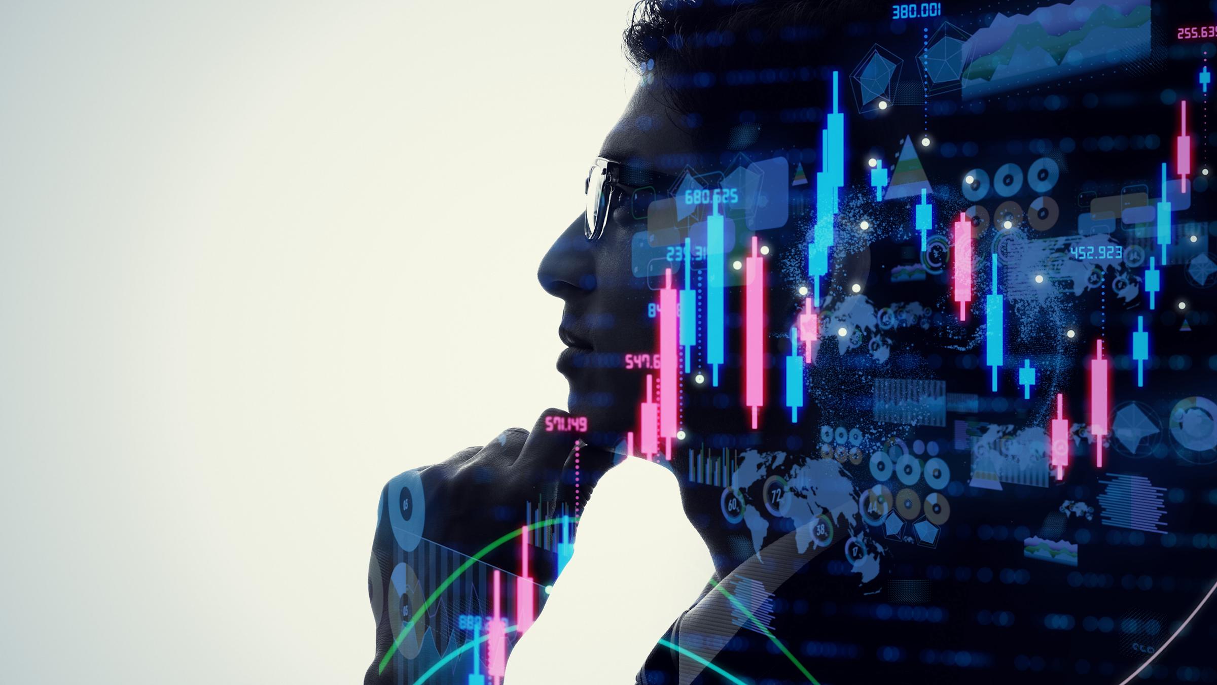 Profile of face with numbers