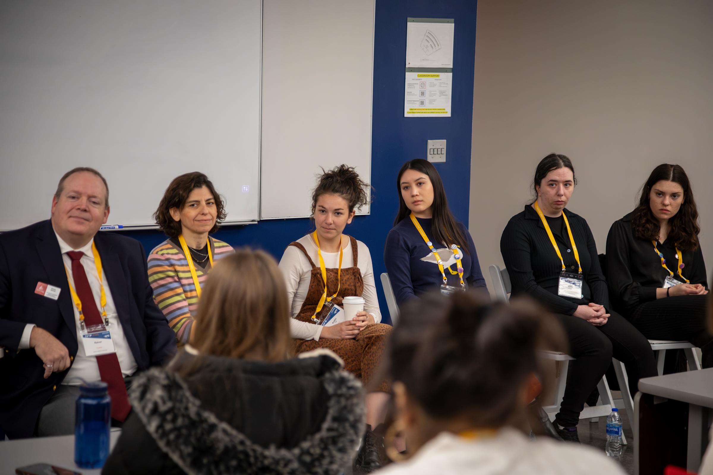 Stevens CUWIP organizers and panelists Rainer Martini, Pinar Ackora, Kaitlin Gili, Kaila Nathaniel, Michel Inman and Erin McGee.