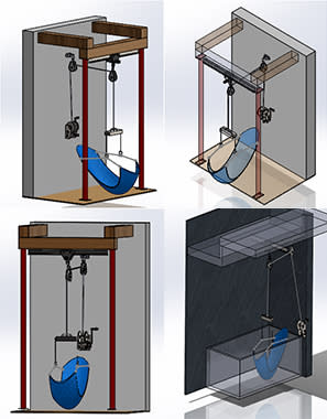 A model of the sling from four perspectives. CREDIT: Emma Sennett-Kuzin.