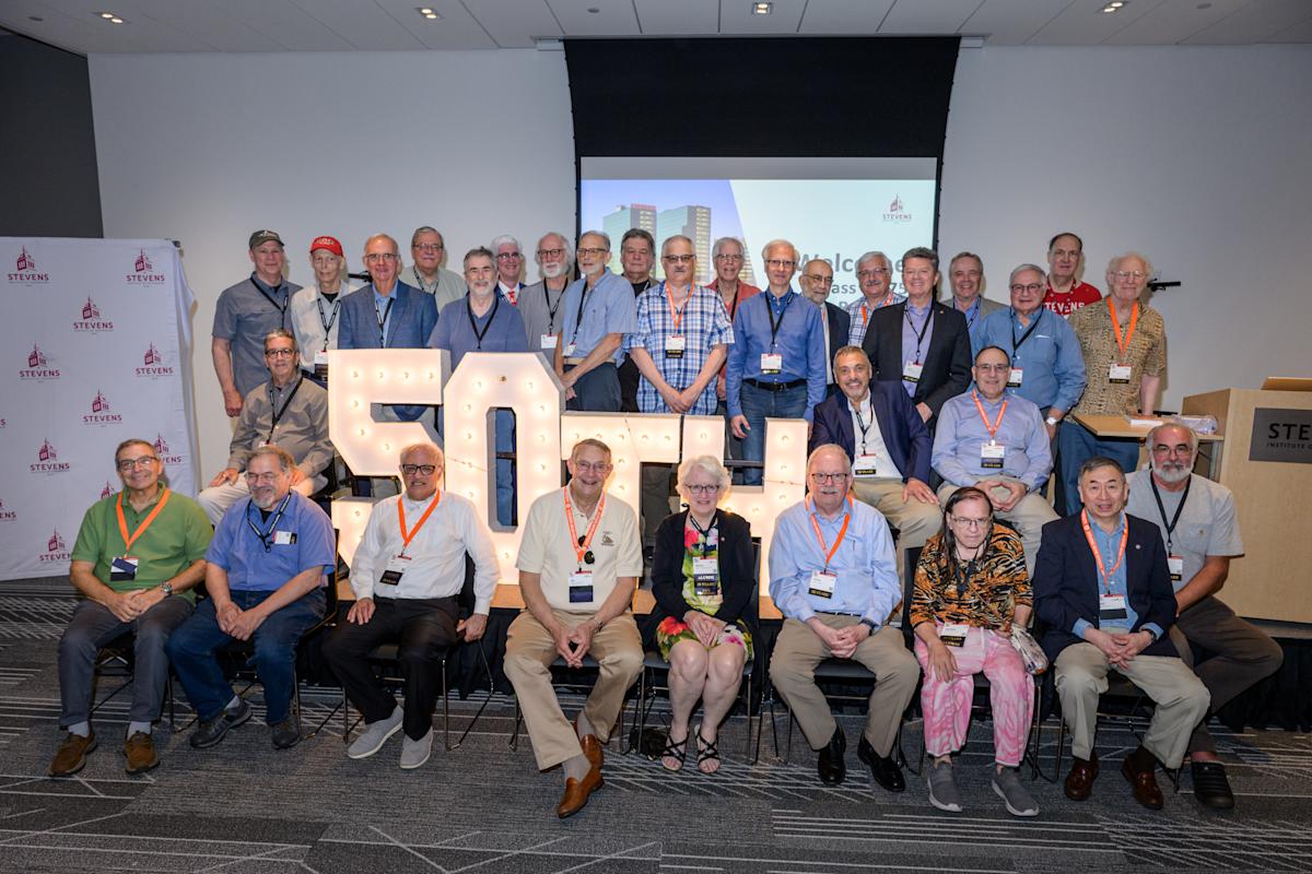 The Class of 1975 poses together at Alumni Weekend 2025 for their 50th Reunion 