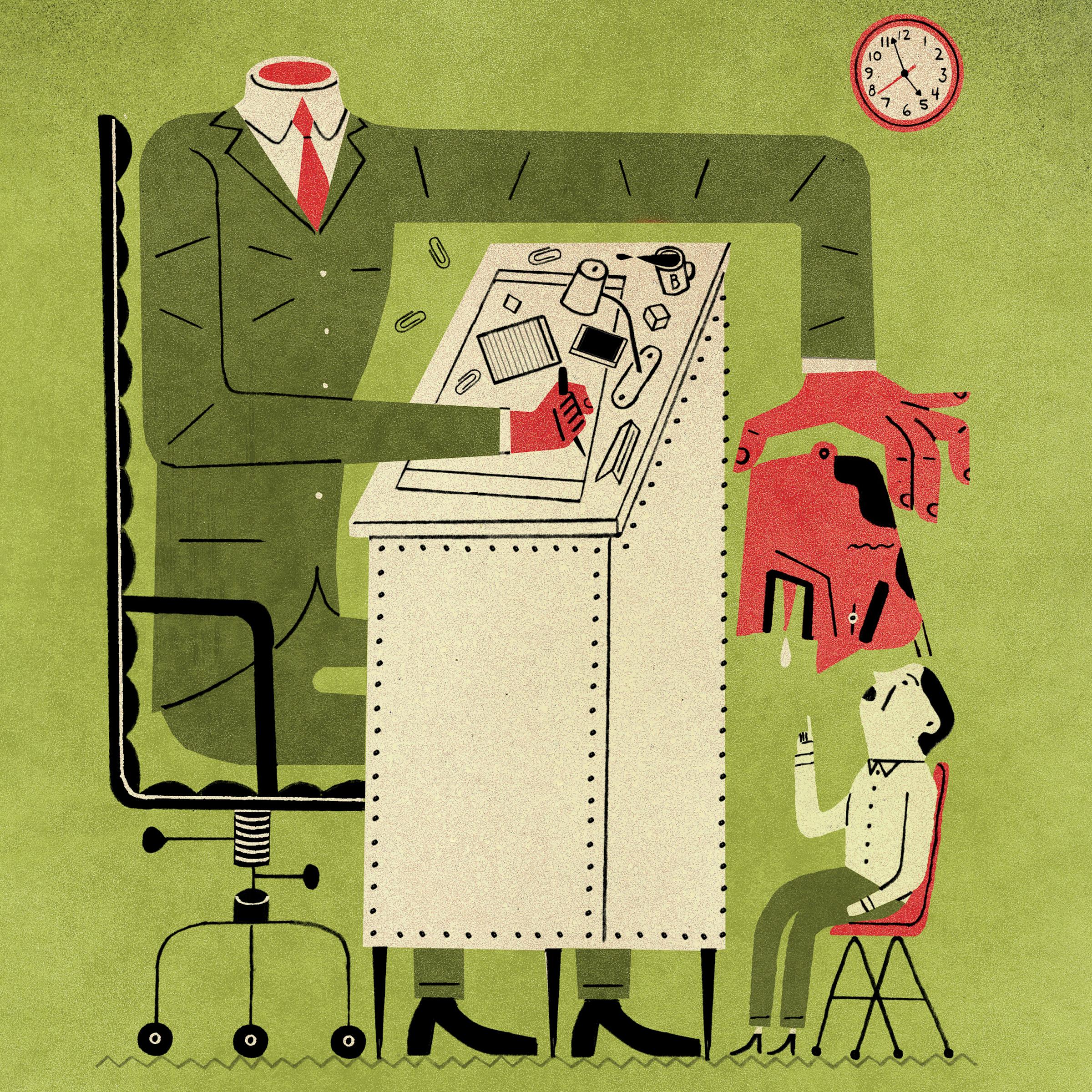 This illustration depicts a green drawing compass. The pencil leg is drawing a circle on a surface. The typical handle leg of the compass has been replaced by a long, thin leaf.