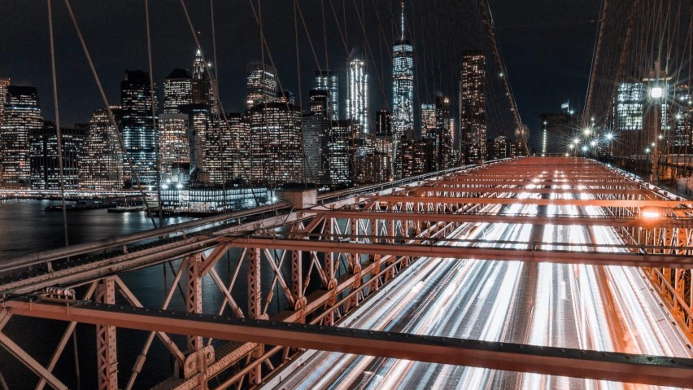 Bridge in New York City at night