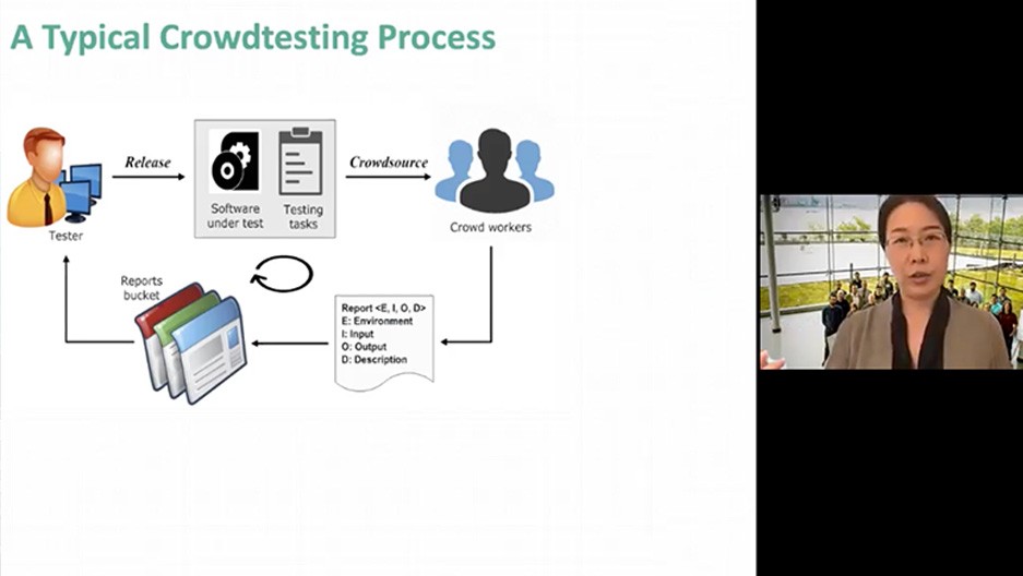 Photo of Dr. Ye Yang making virtual research presentation