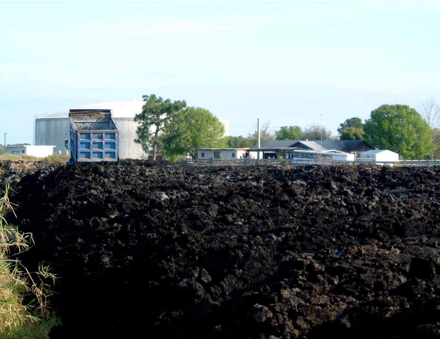 Residuals storage area in a drinking water treatment plant in Florida
