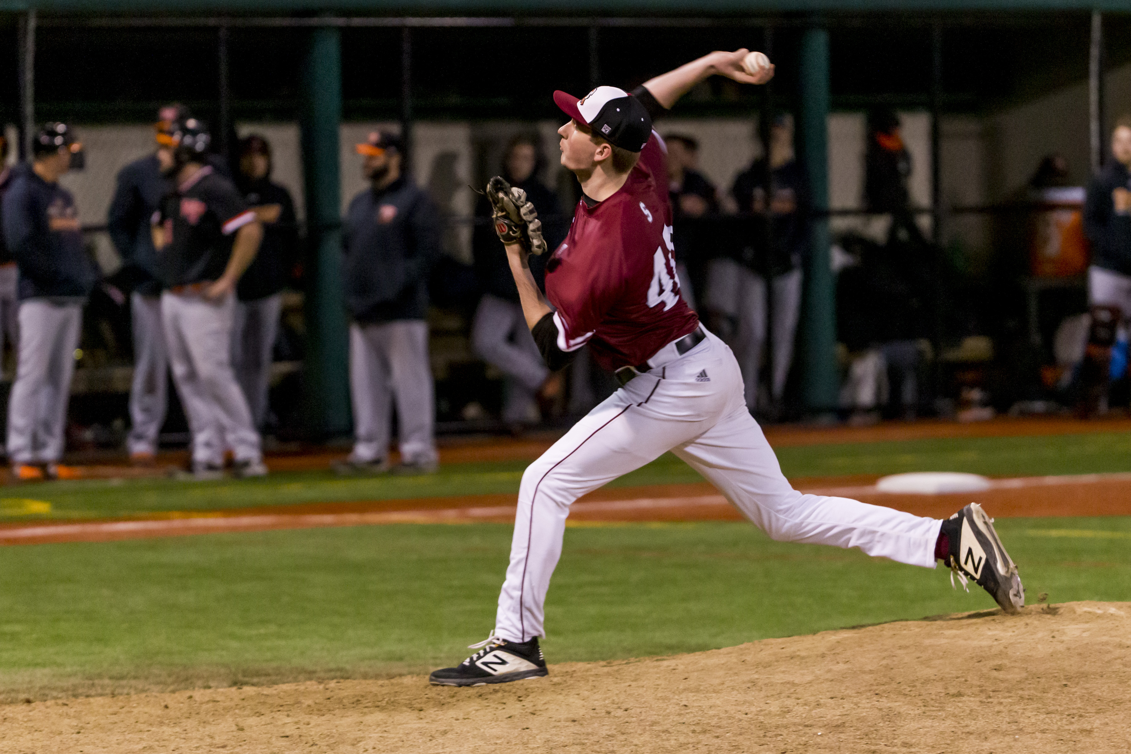 Stevens pitcher pitching off a baseball pitching mound