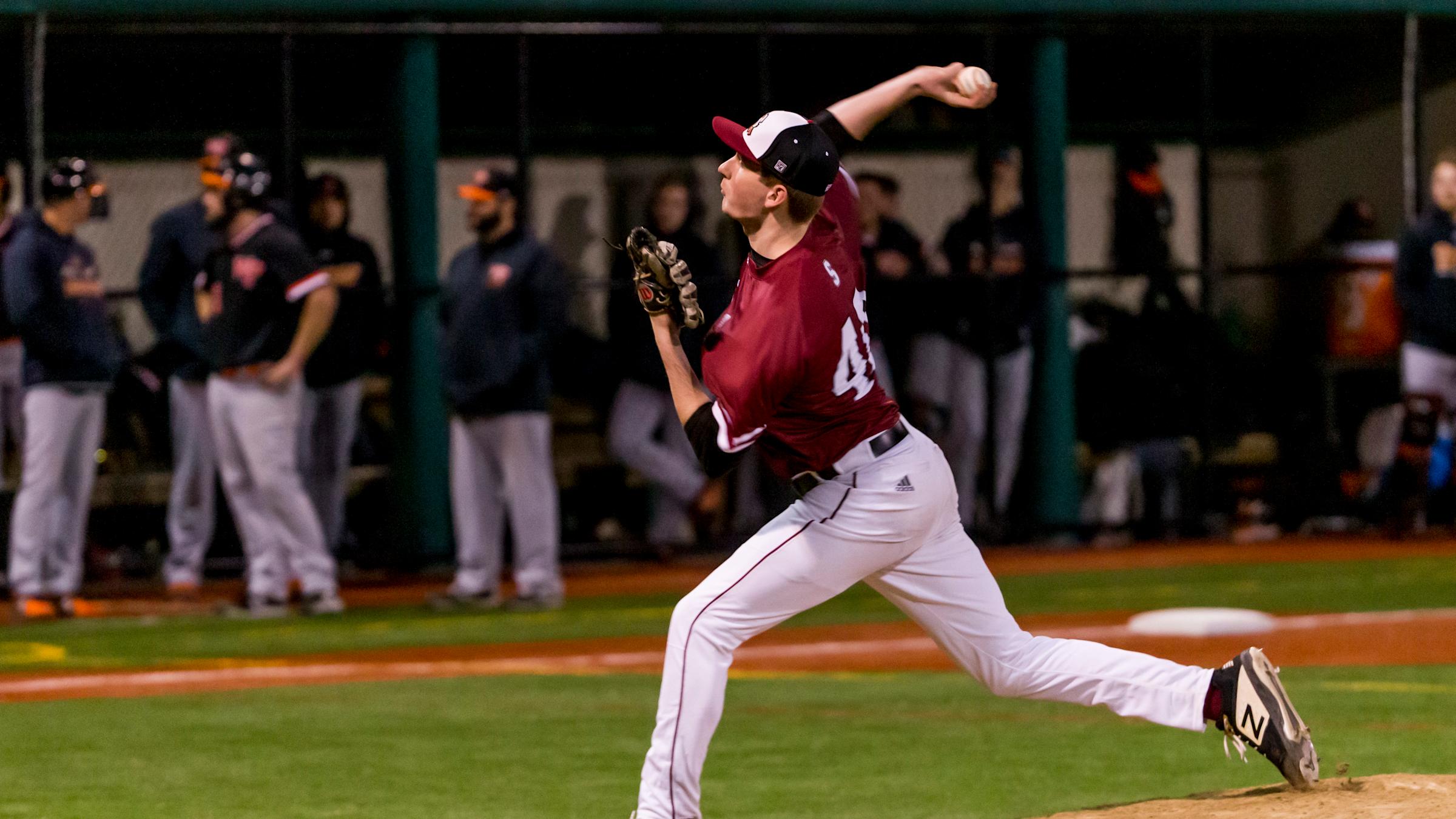 Stevens pitcher pitching off a baseball pitching mound