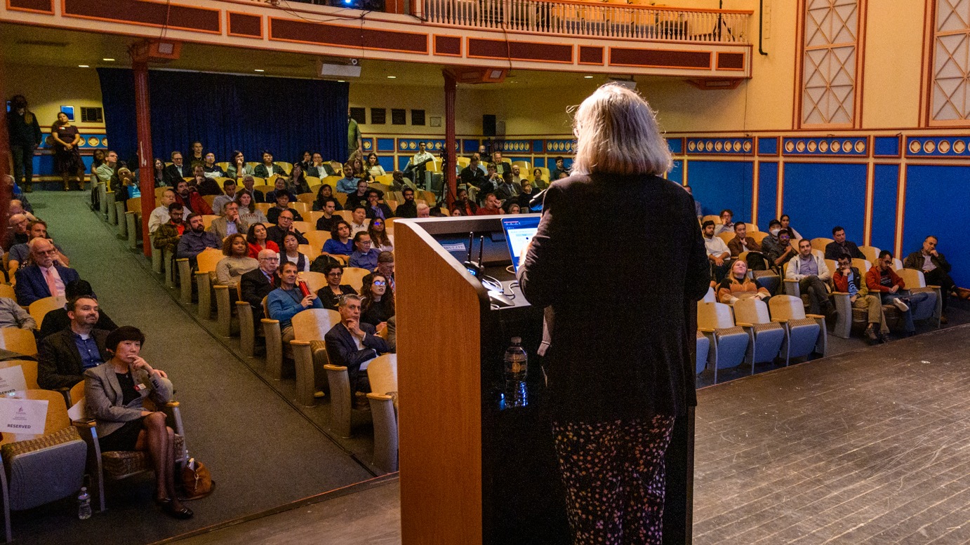 SES Dean's Lecture Series speaker Manuela Veloso addresses an audience