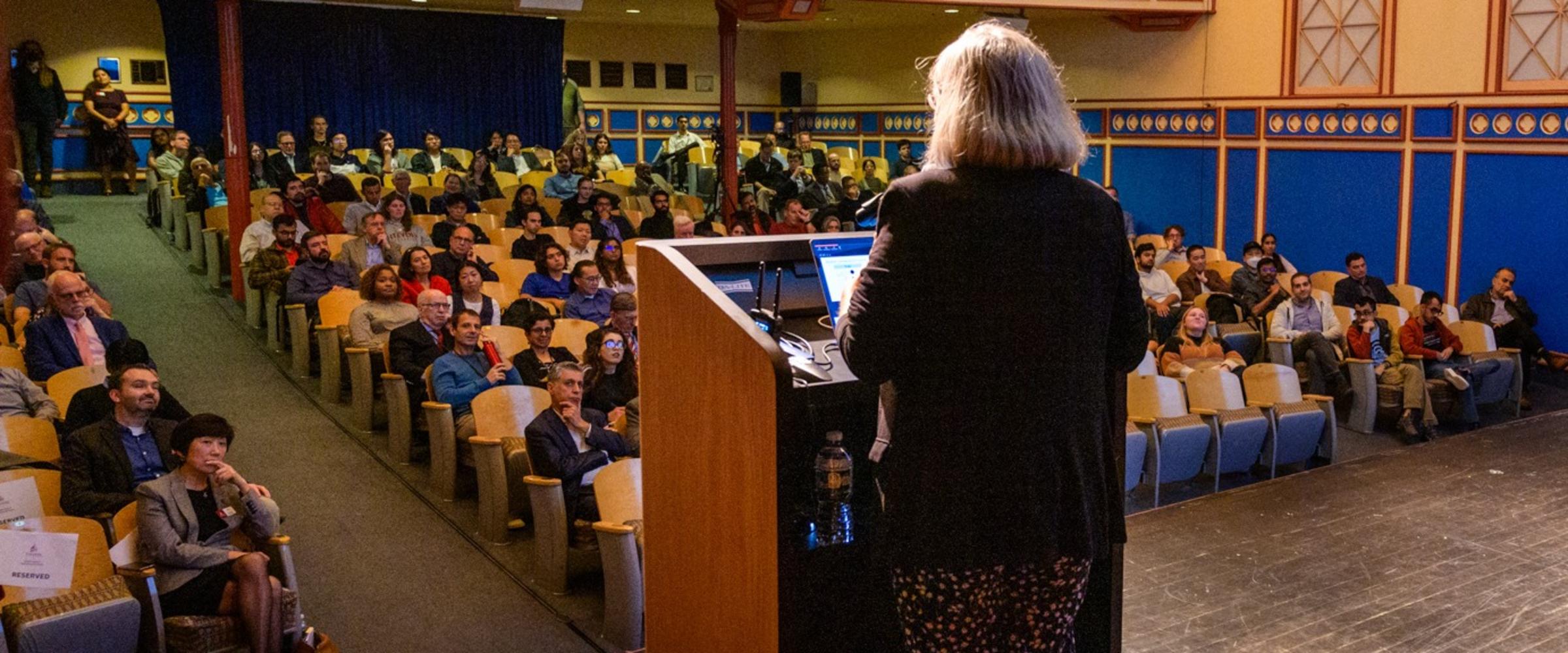 SES Dean's Lecture Series speaker Manuela Veloso addresses an audience