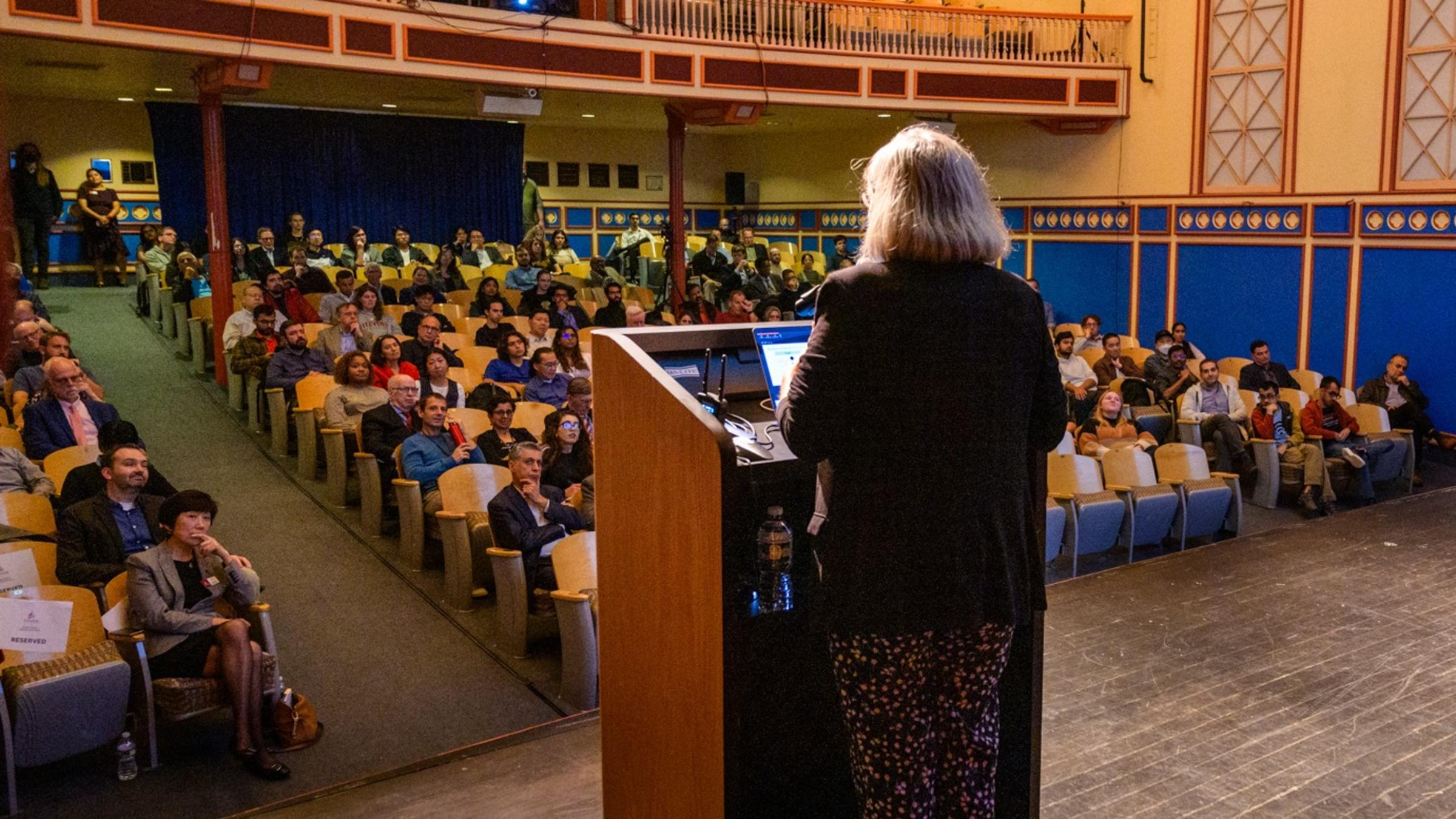 SES Dean's Lecture Series speaker Manuela Veloso addresses an audience