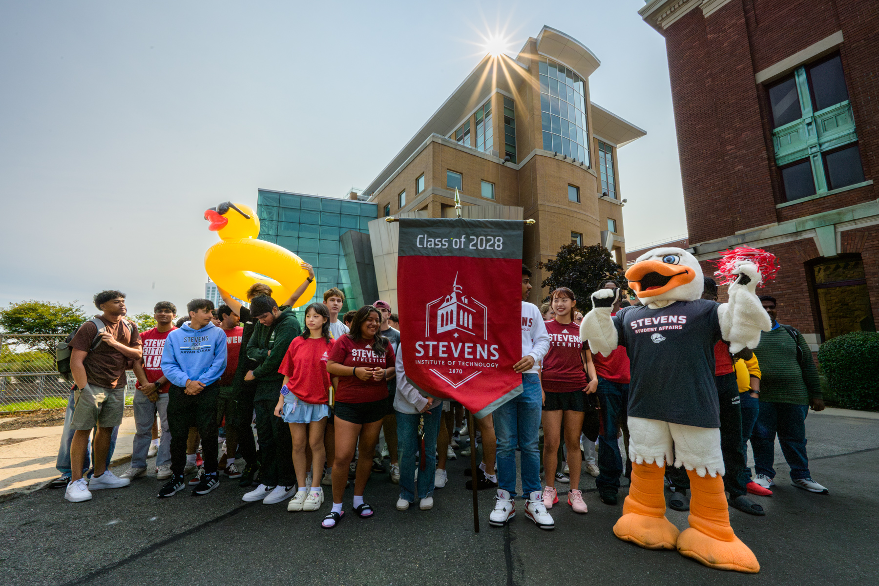 The Class of 2028 gathers and prepares to take the first-year Wittpenn Walk.