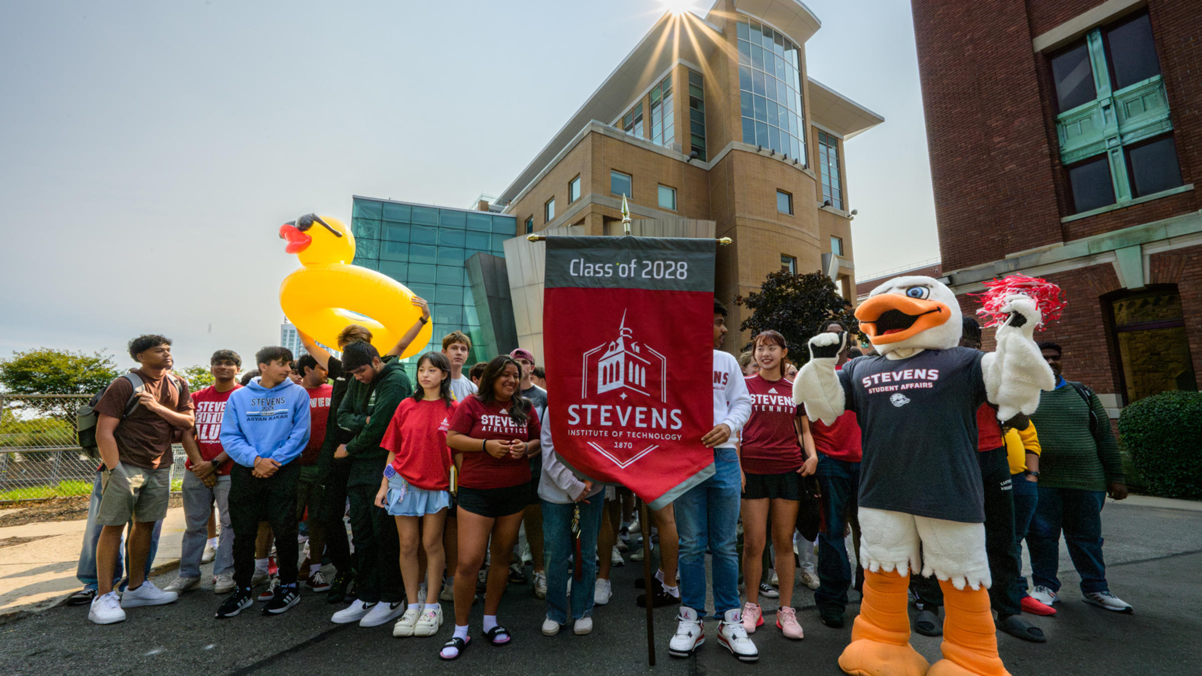 The Class of 2028 gathers and prepares to take the first-year Wittpenn Walk.