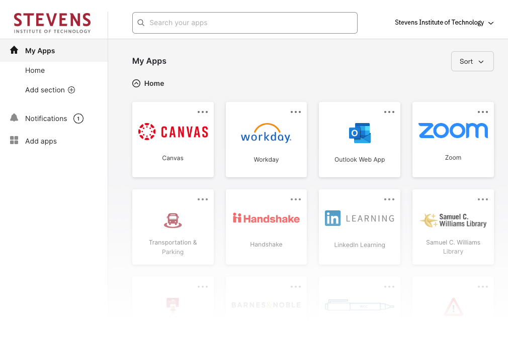 Screenshot of MyStevens
