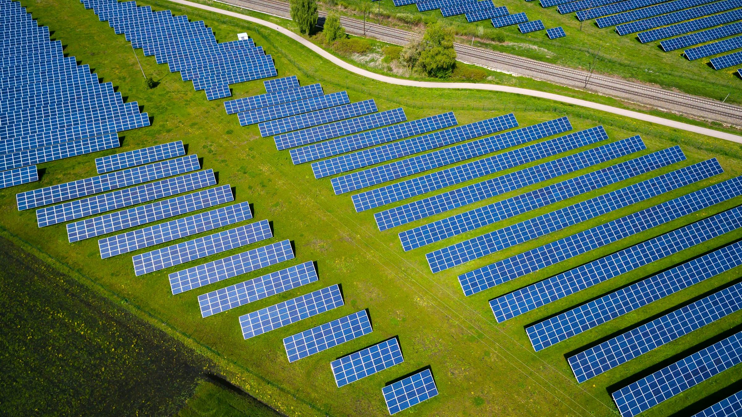 Solar panels in a field