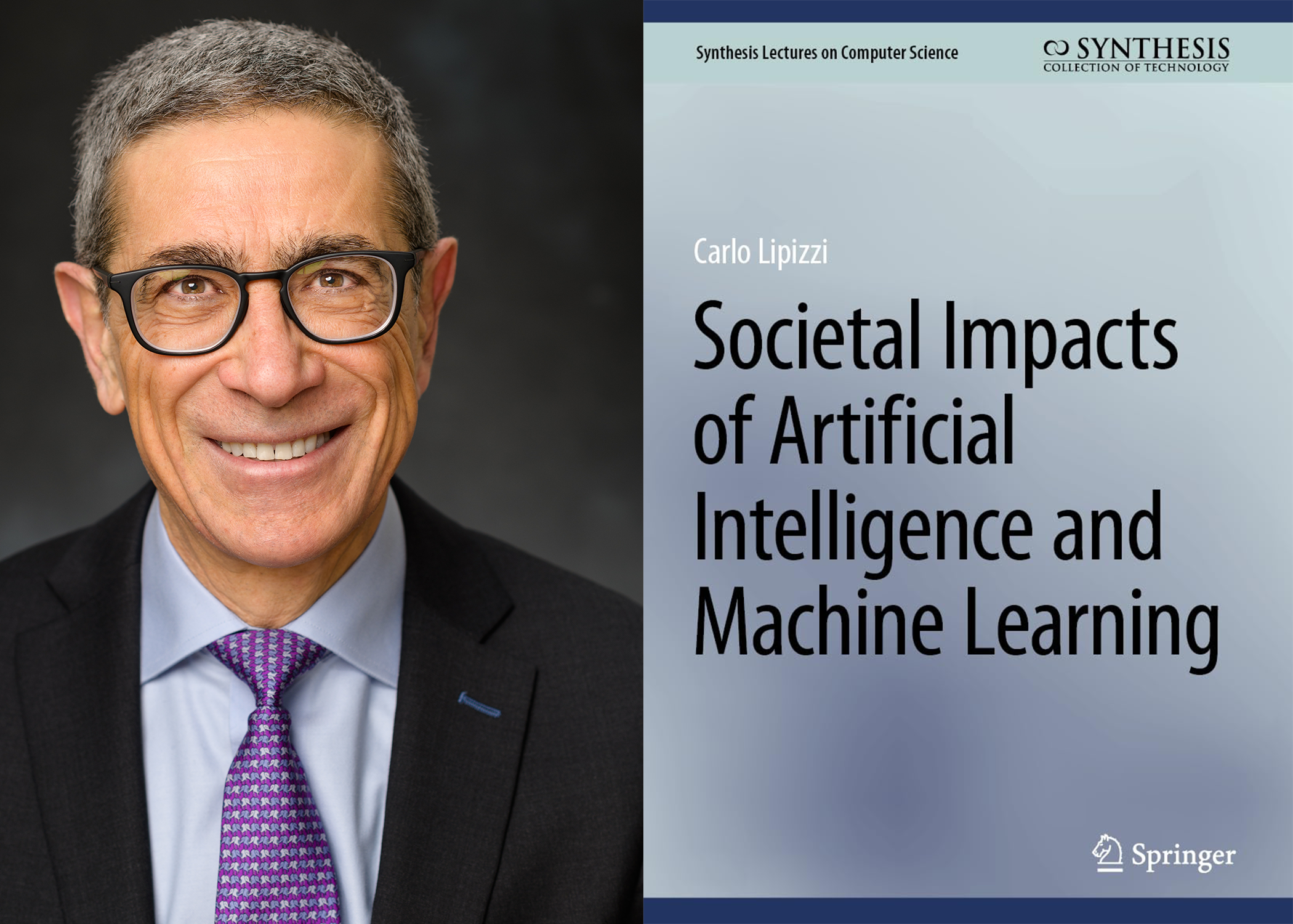 SSE professor Carlo Lipizzi (left) and his book cover (right).