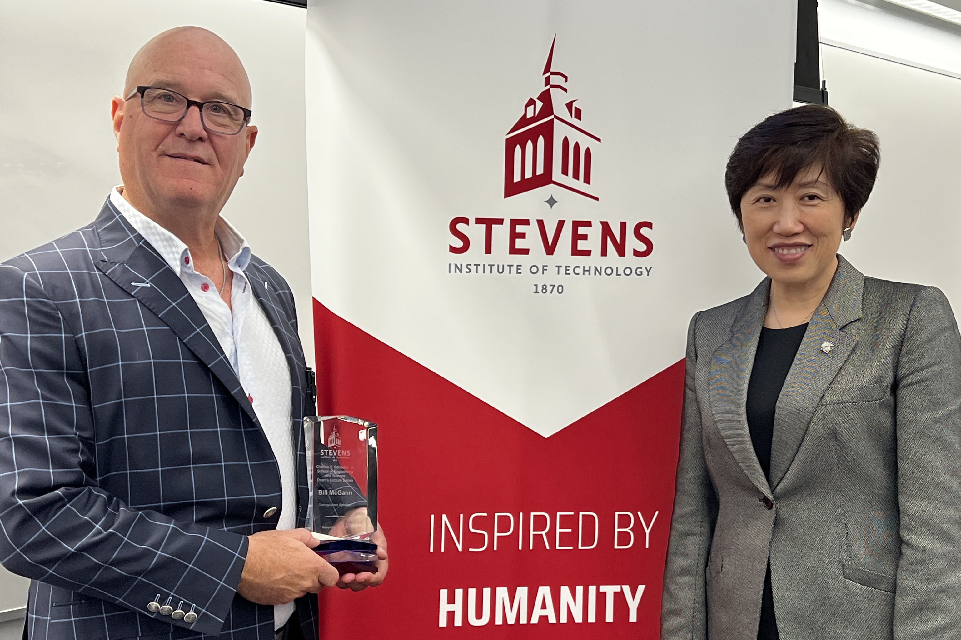 Bill McGann and Jean Zu at the School of Engineering and Science Dean's Lecture Series