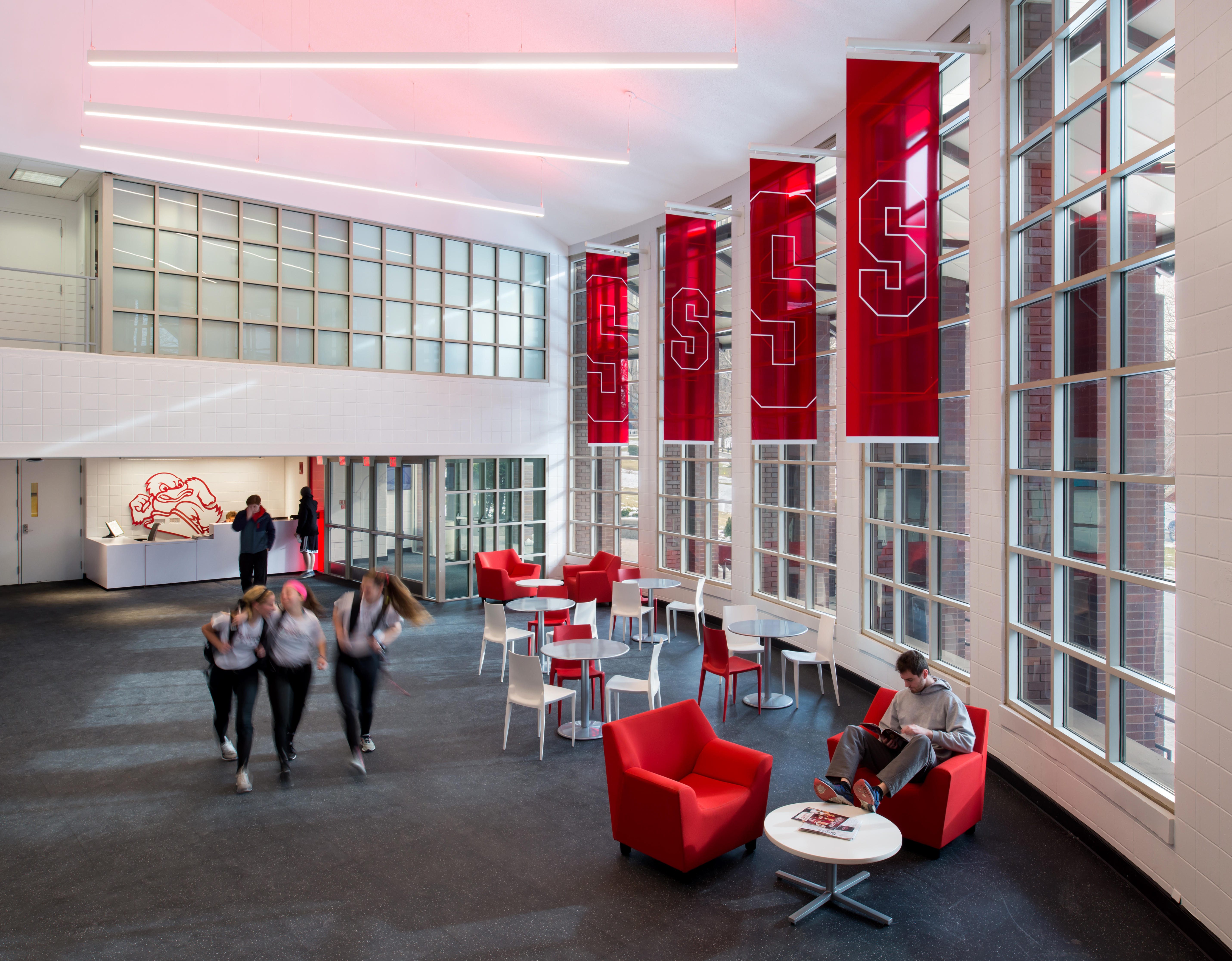 Stevens athletics facilities with red S banners